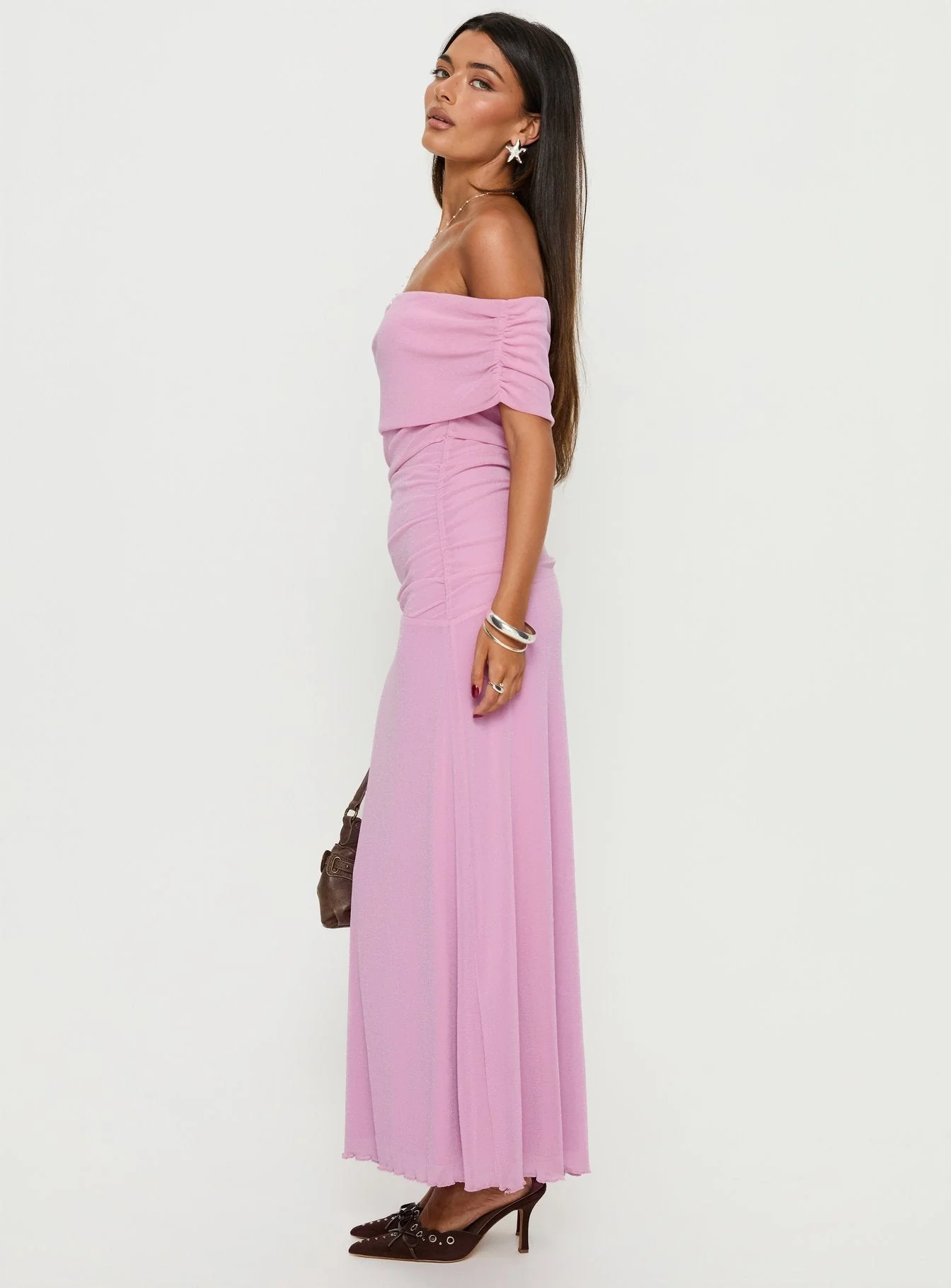 Penelopa Off Shoulder Maxi Dress Pink - Image 3