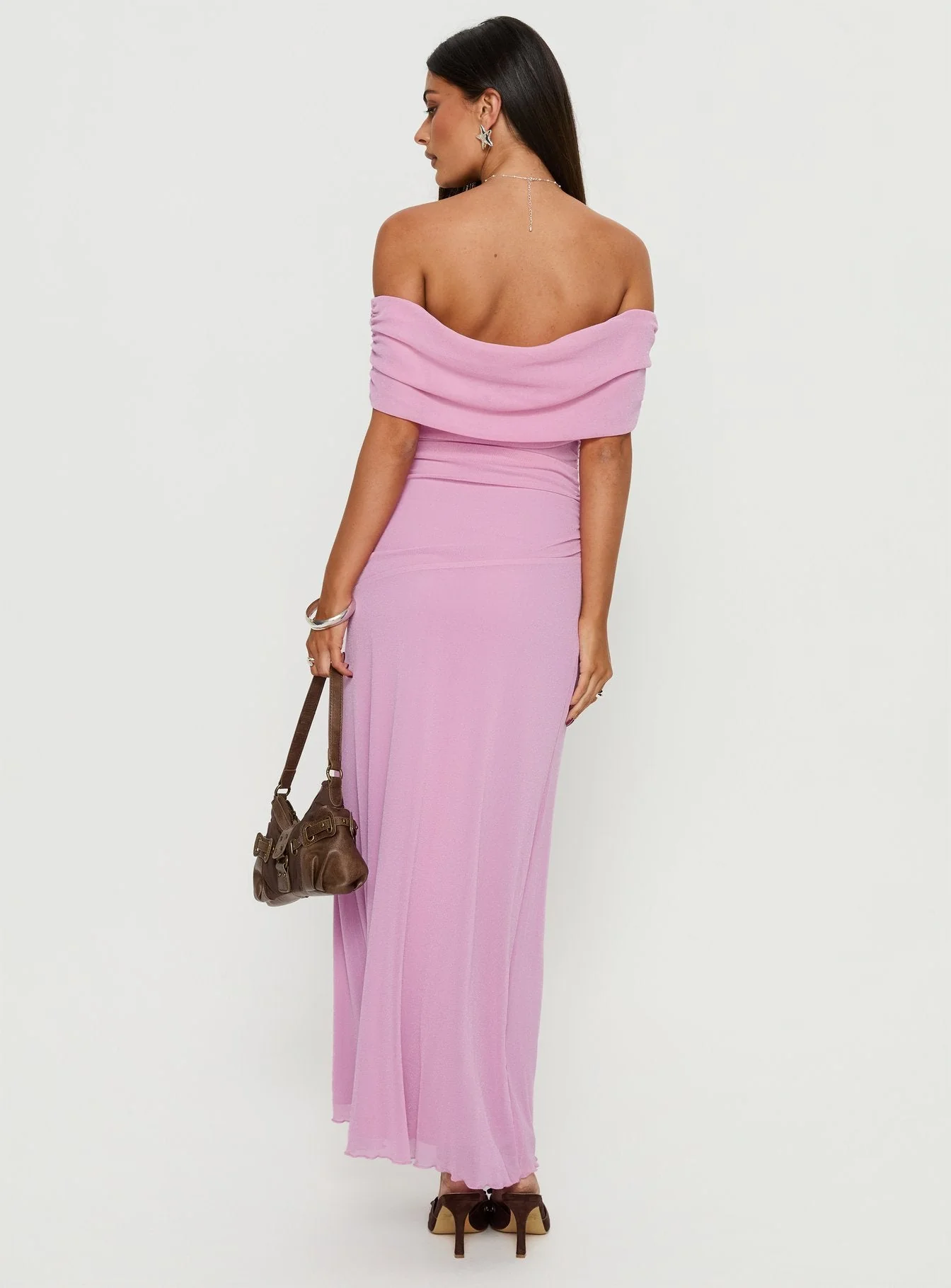 Penelopa Off Shoulder Maxi Dress Pink - Image 4