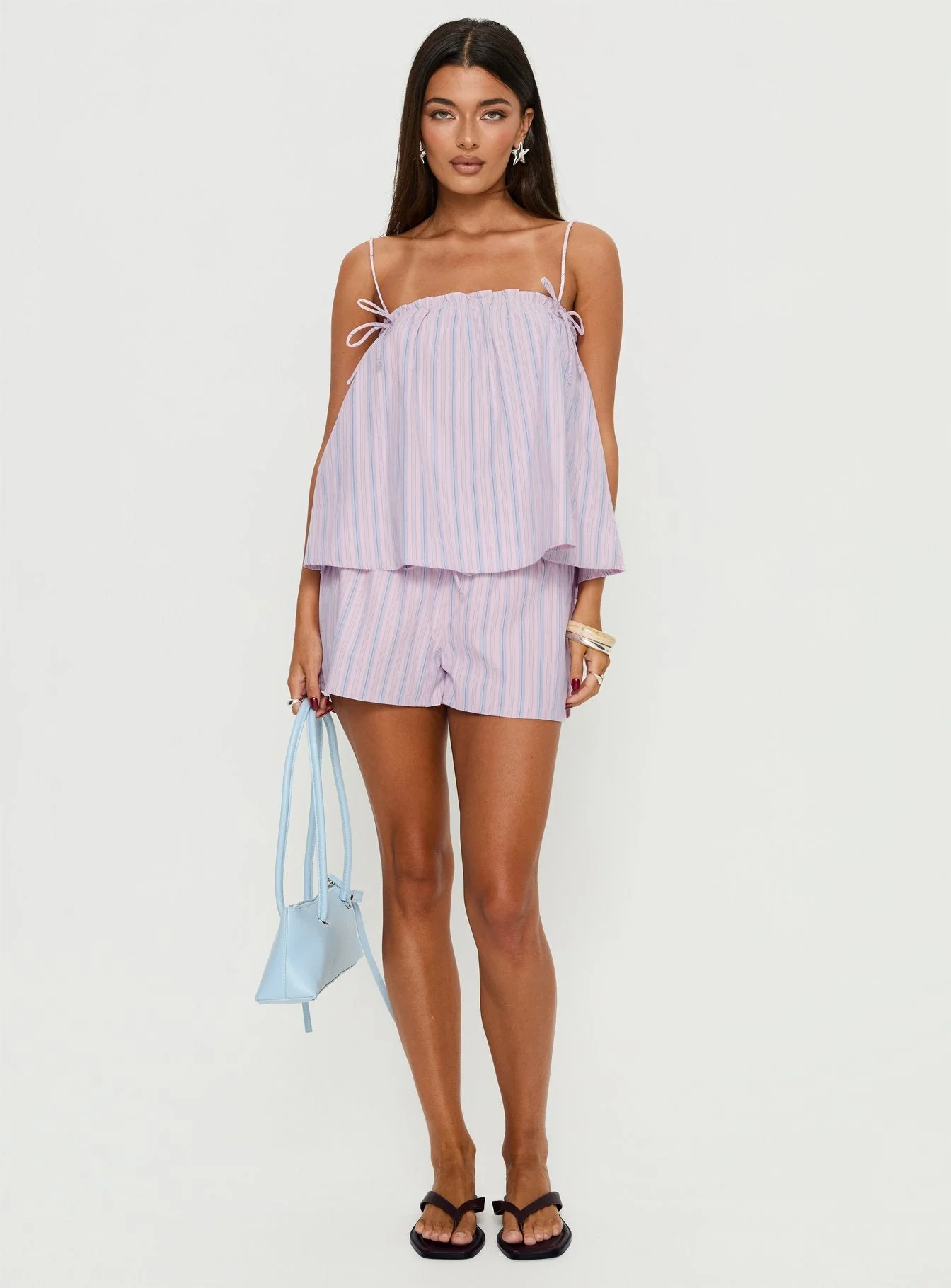 Pepita Drawstring Shorts Pink Stripe - Image 3