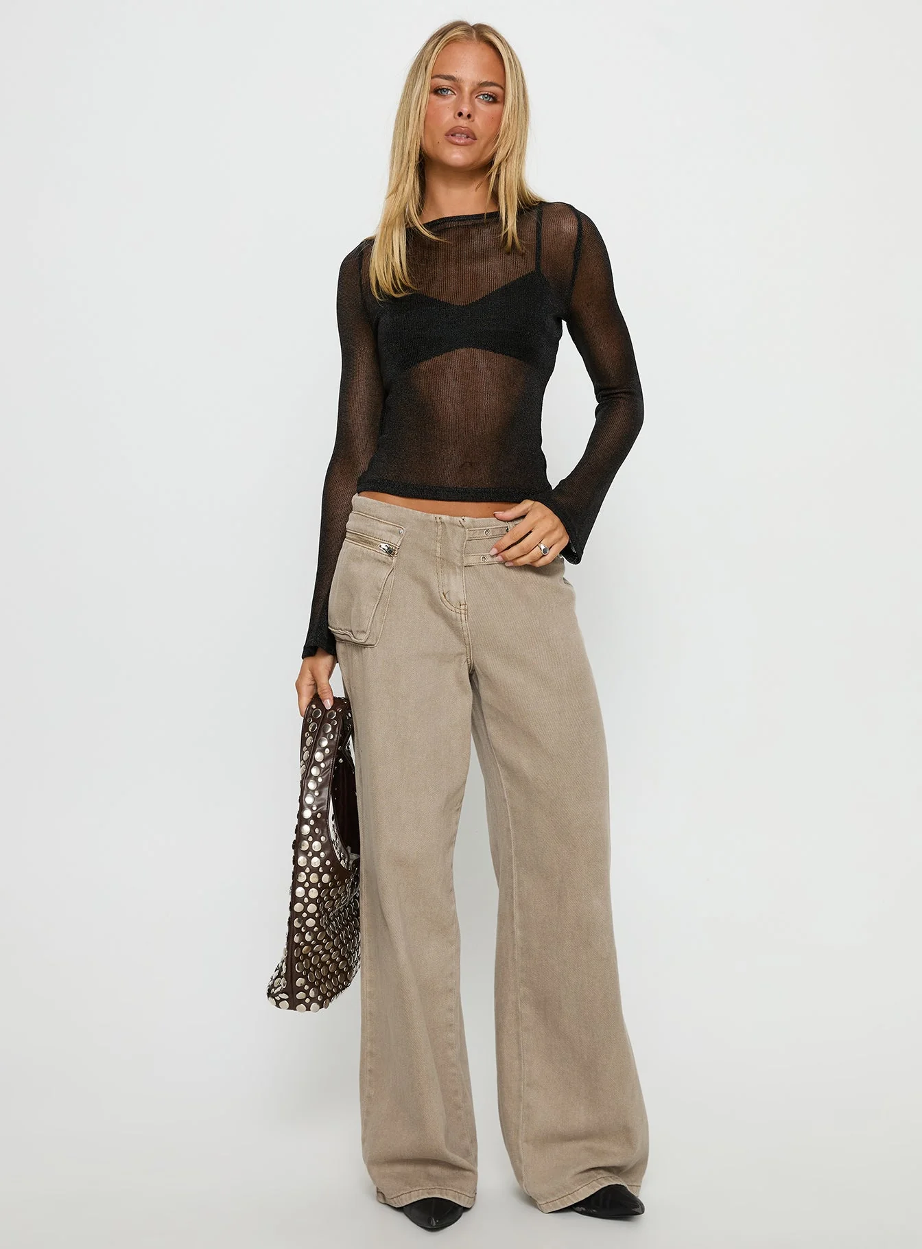 Perfect Mirage Sheer Long Sleeve Top Black - Image 3