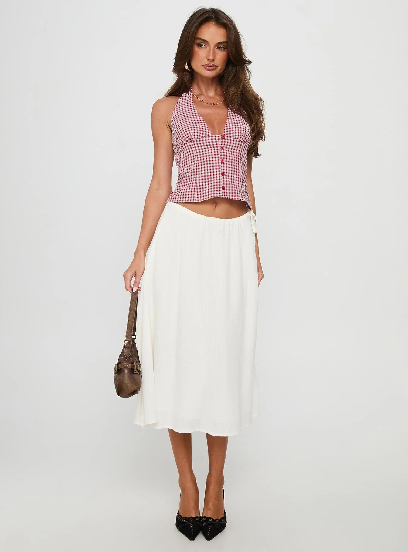 Persuasion Tie Side Midi Skirt White - Image 2