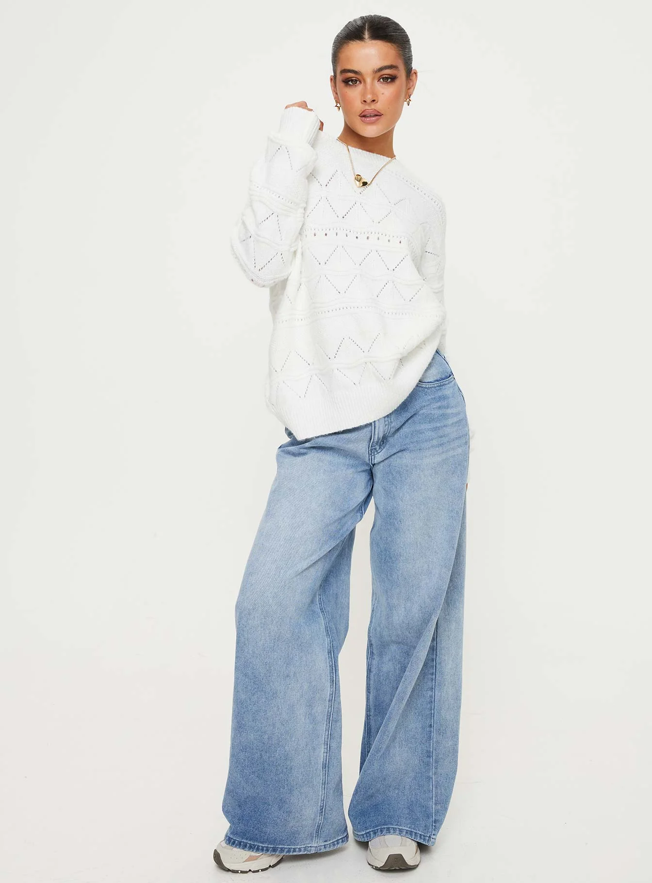 Pierce Pointelle Sweater Cream - Image 3