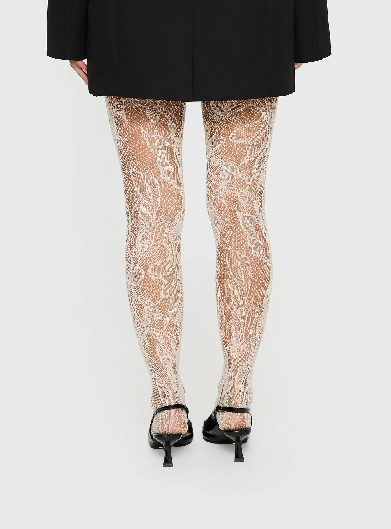 Places To Go Sheer Lace Tights White - Image 4
