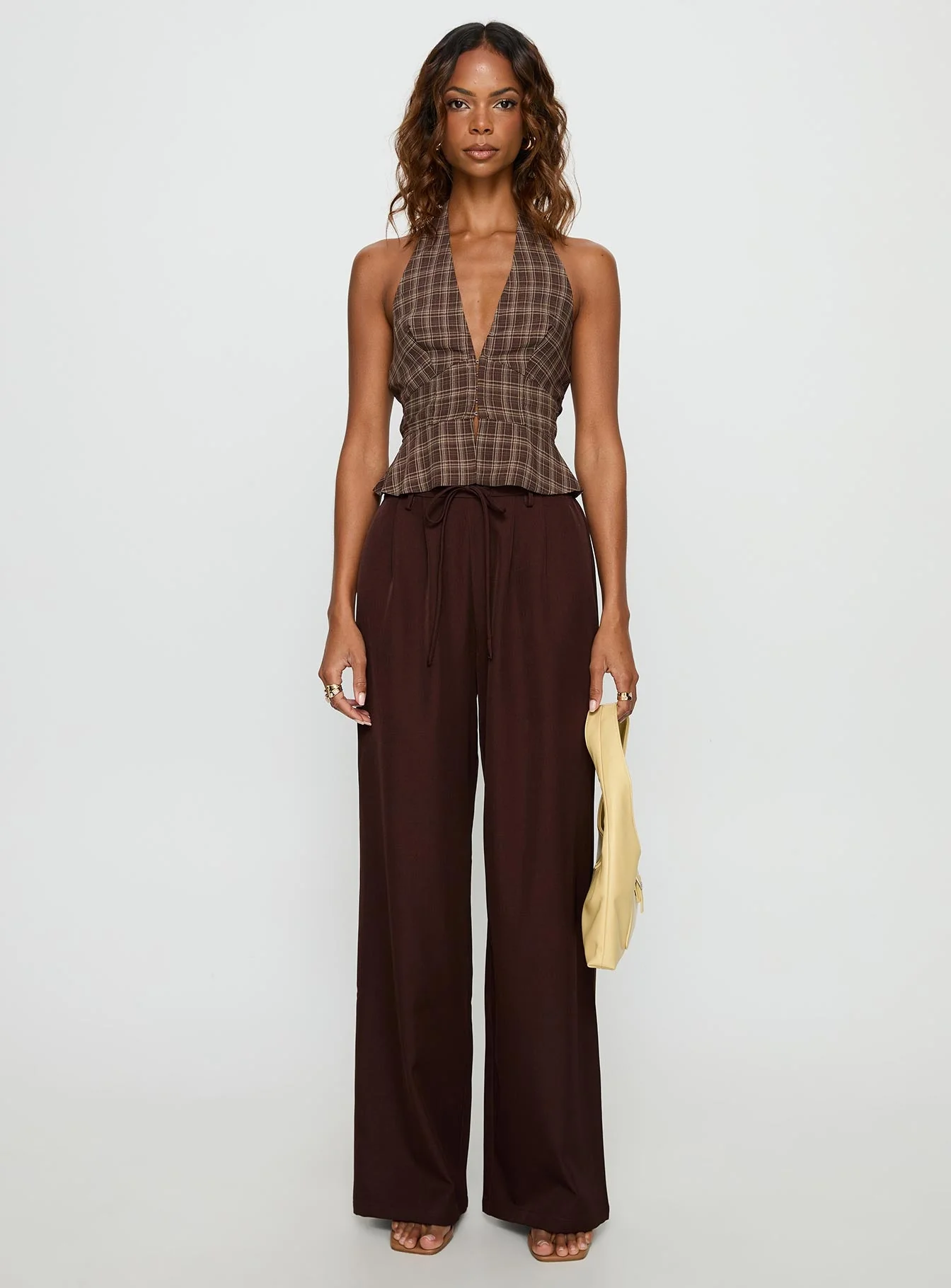 Pleasing Top Brown Check - Image 6