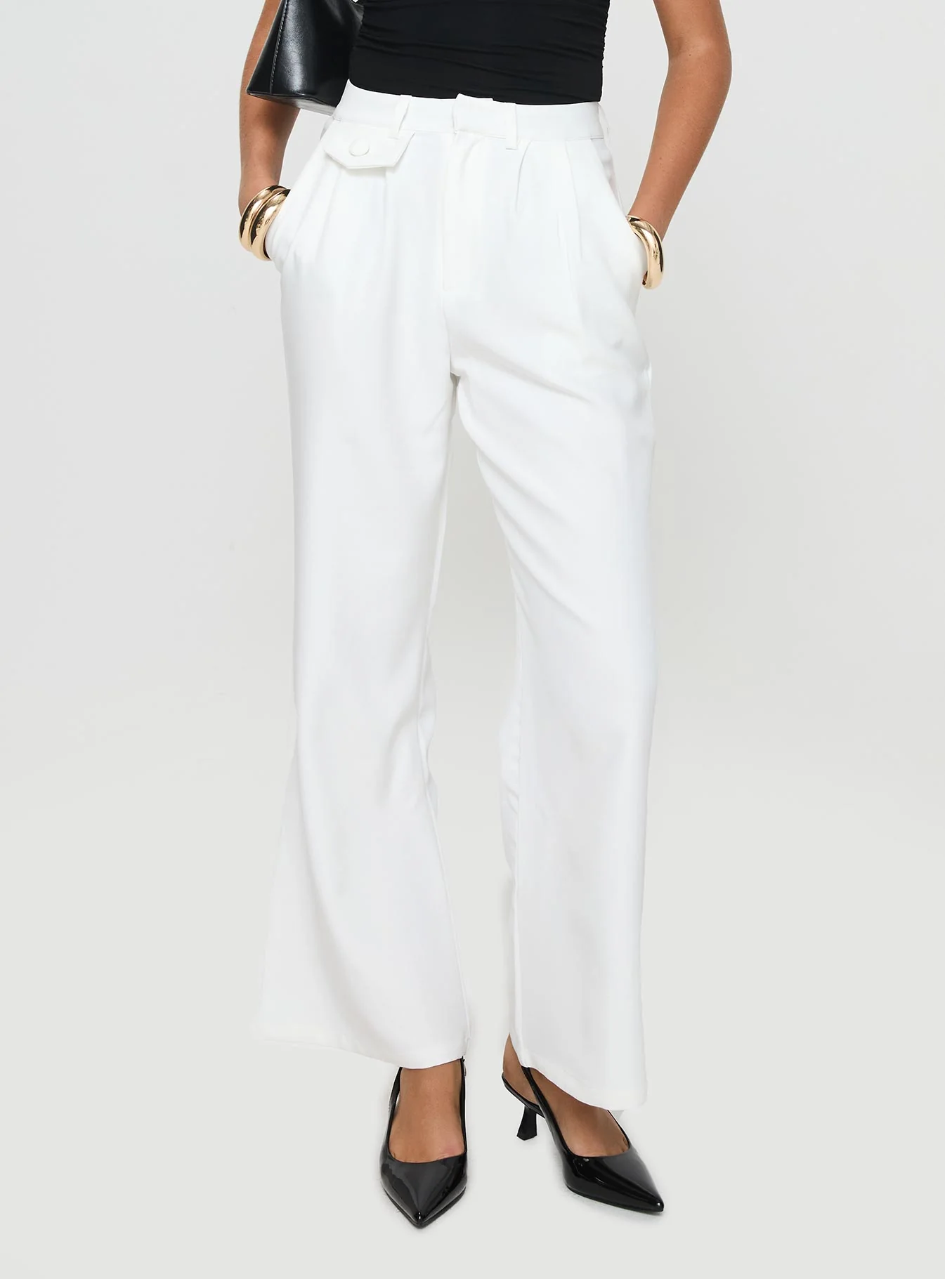 Jazzar Pocket Detail Pleated Pant White - Image 2
