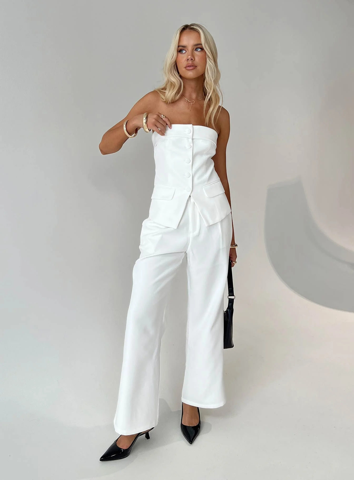 Jazzar Pocket Detail Pleated Pant White - Image 8