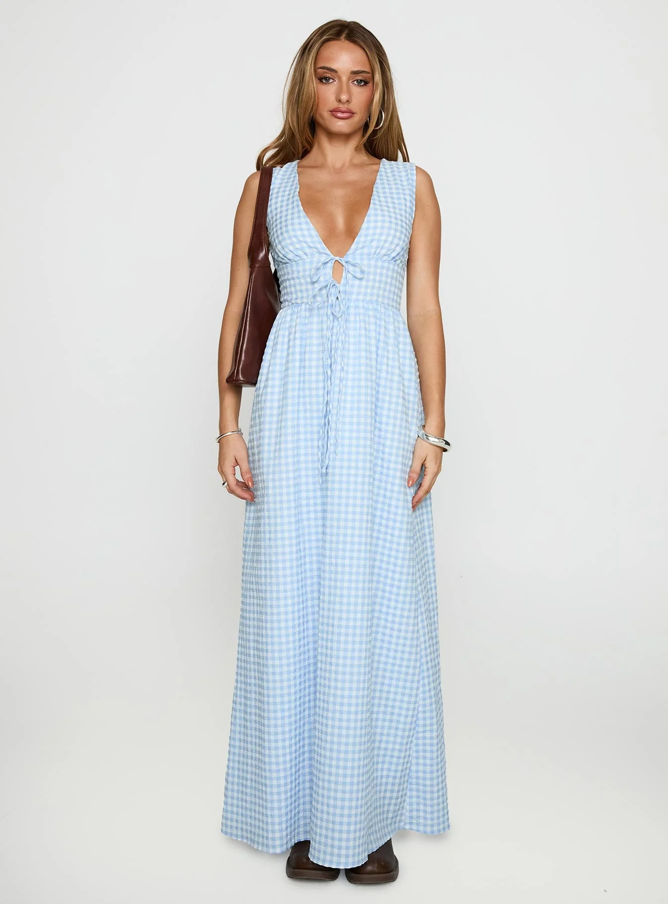 Pokey Maxi Dress Blue Check - Image 6