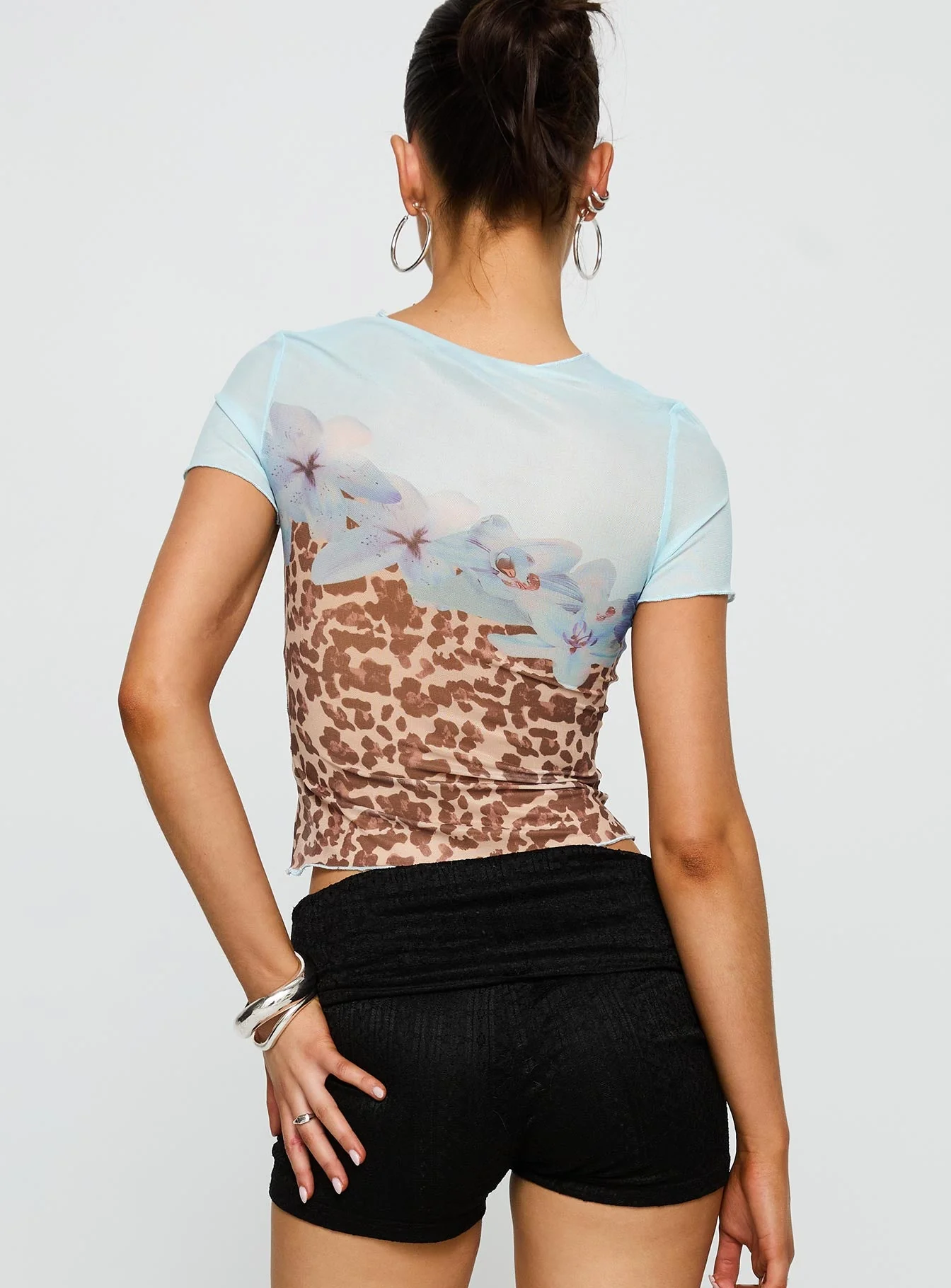 Pop Quiz Mesh Top Blue / Leopard - Image 5