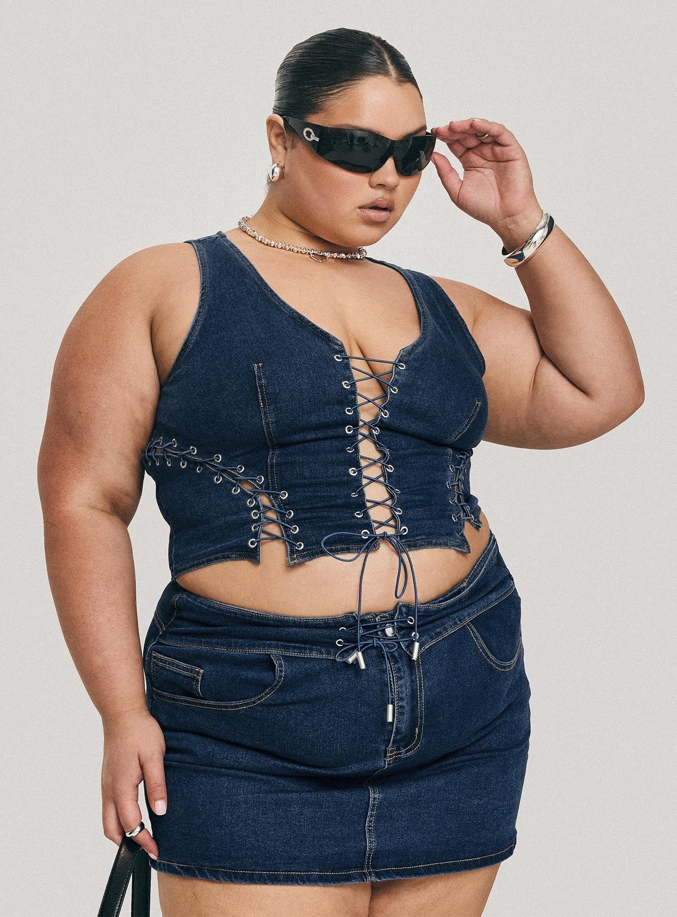 Popular Low Rise Mini Skirt Mid Blue Wash Curve - Image 8