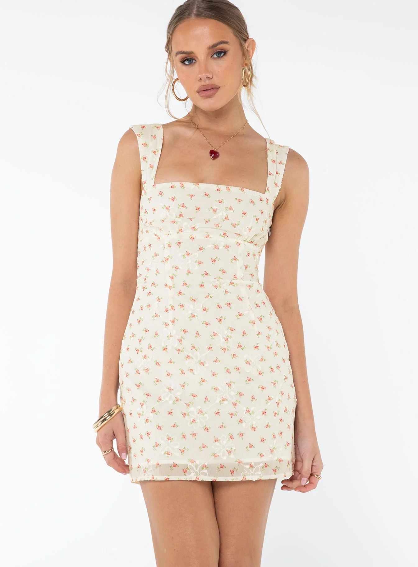 Posito Mini Dress White Floral - Image 4