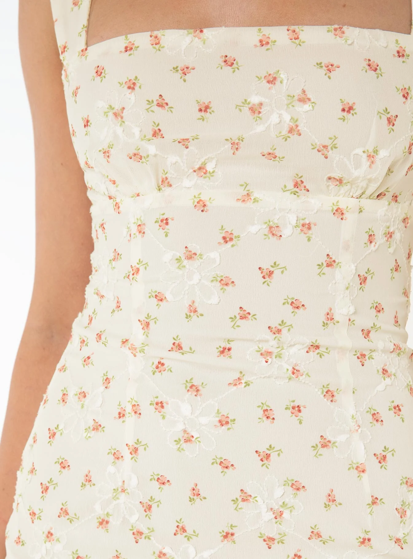 Posito Mini Dress White Floral - Image 8