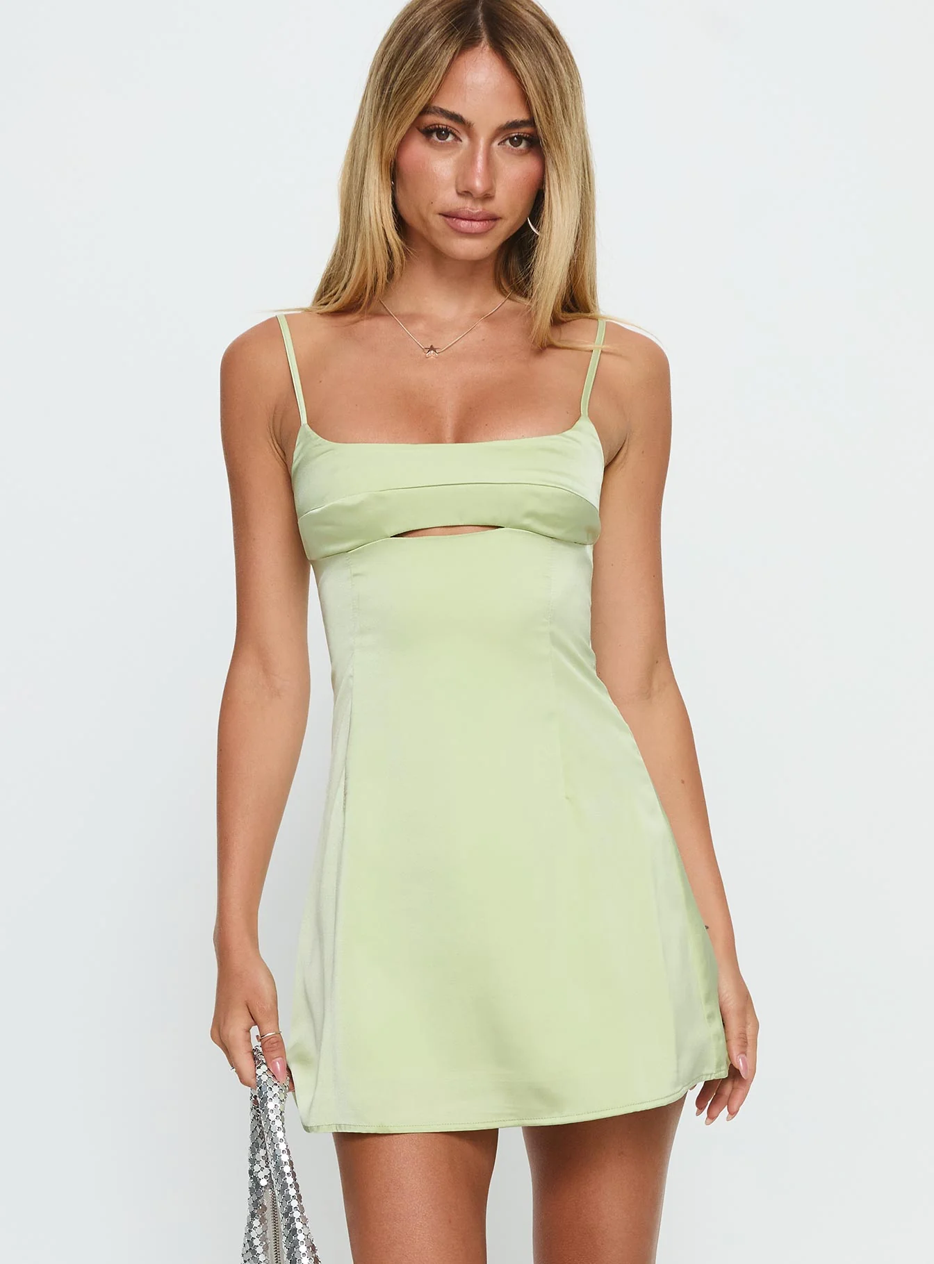 Powell Mini Dress Sage Green - Image 2