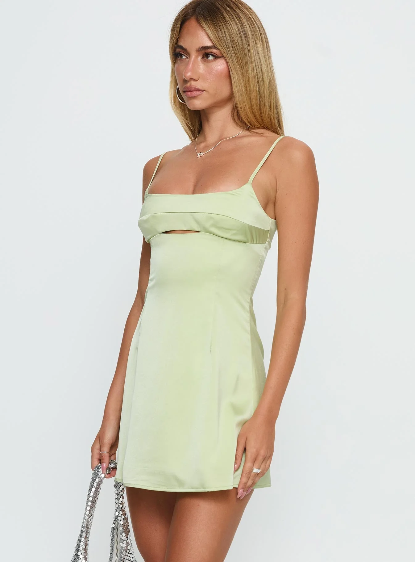 Powell Mini Dress Sage Green - Image 4
