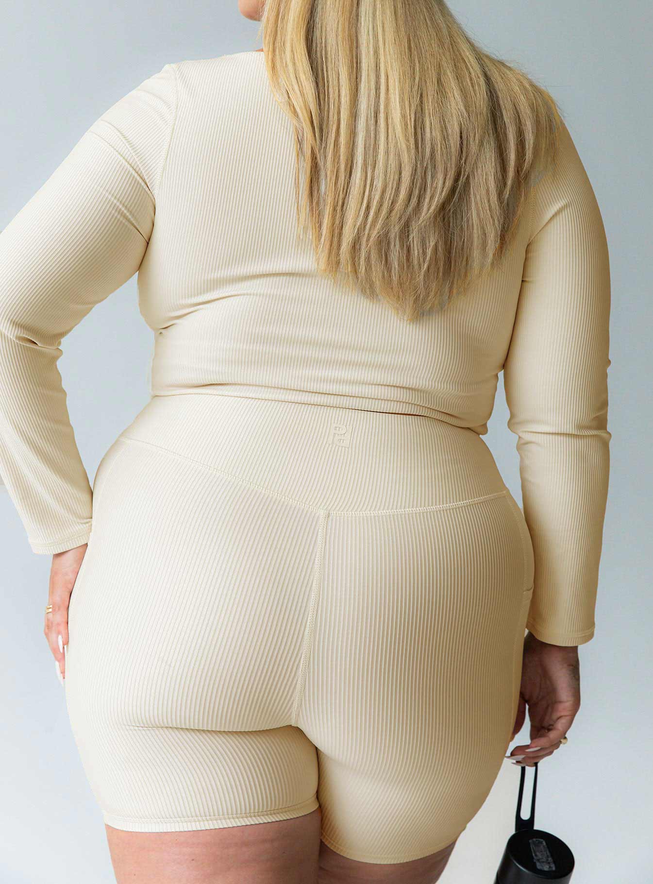 Power Activewear Rib Shorts Latte Curve - Image 4