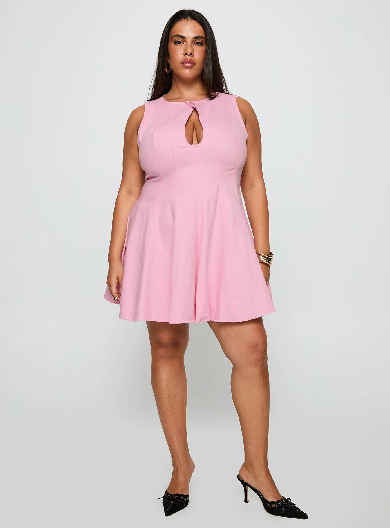 Precedence Keyhole Mini Dress Pink Curve - Image 2