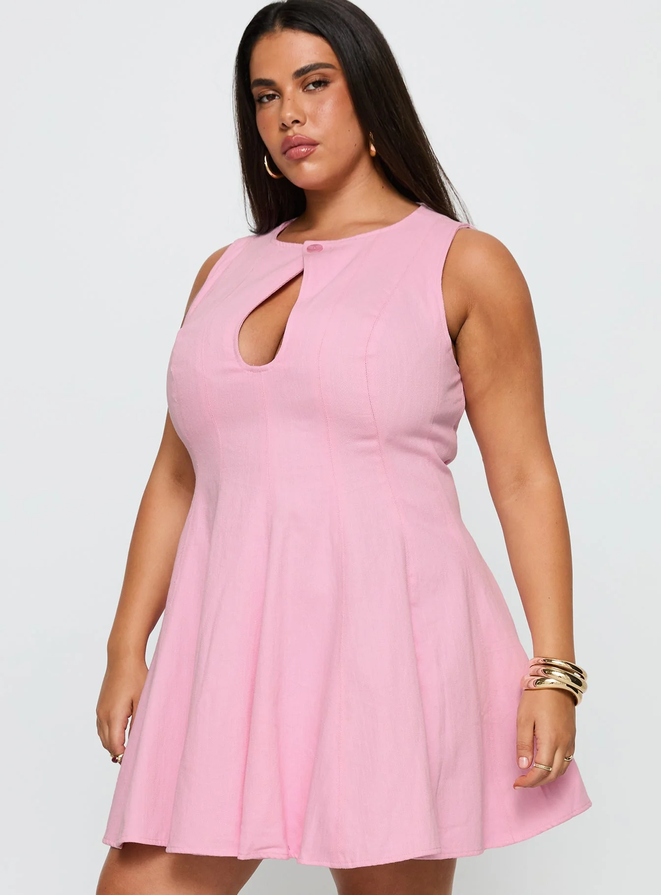 Precedence Keyhole Mini Dress Pink Curve - Image 3
