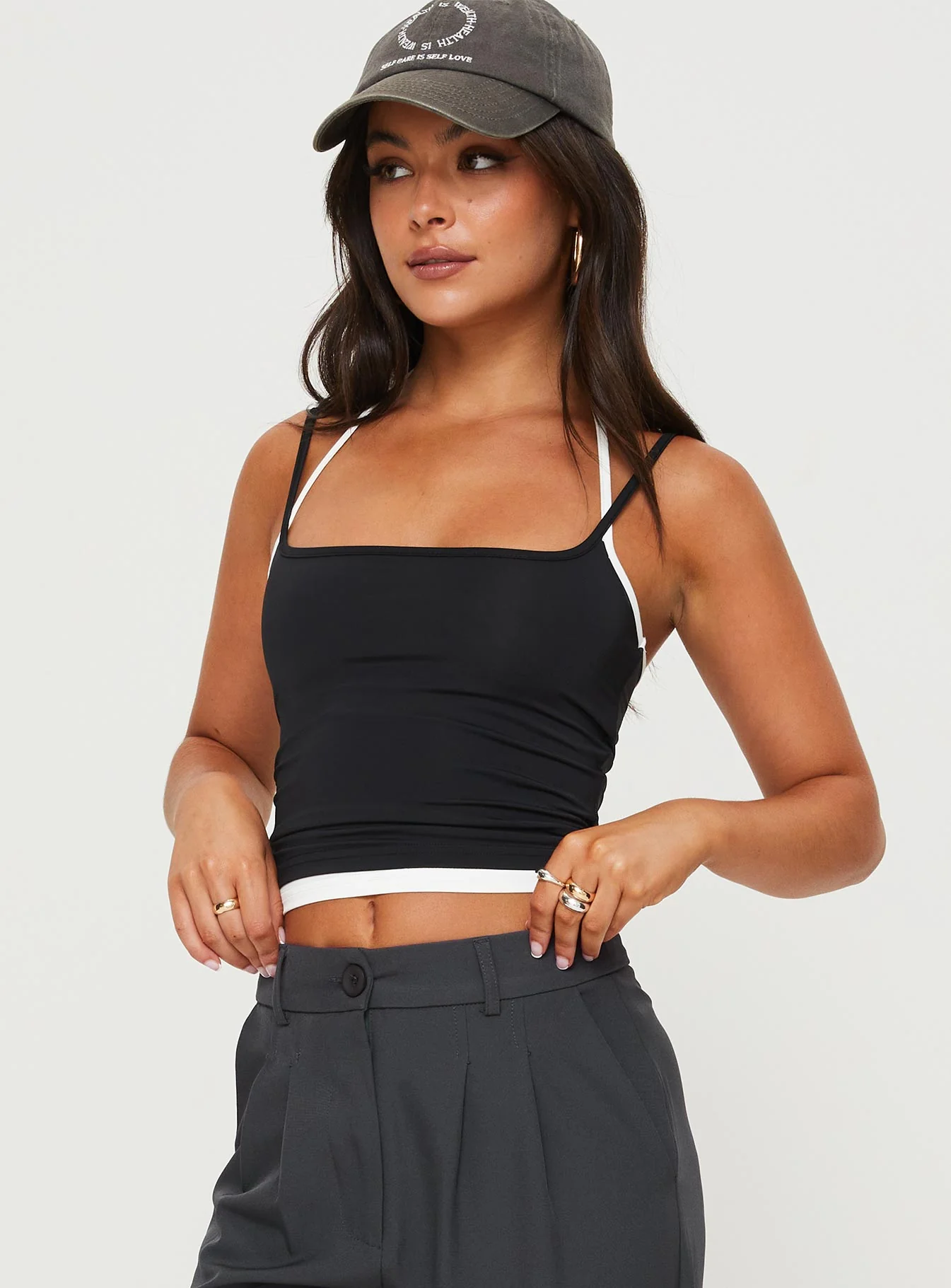 Premier Layered Tank Top Black - Image 2