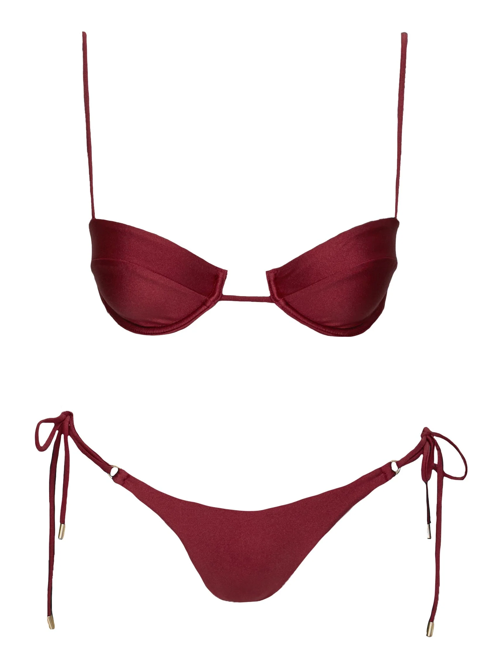 Presson Shine Underwire Bikini Top Burgundy - Image 5