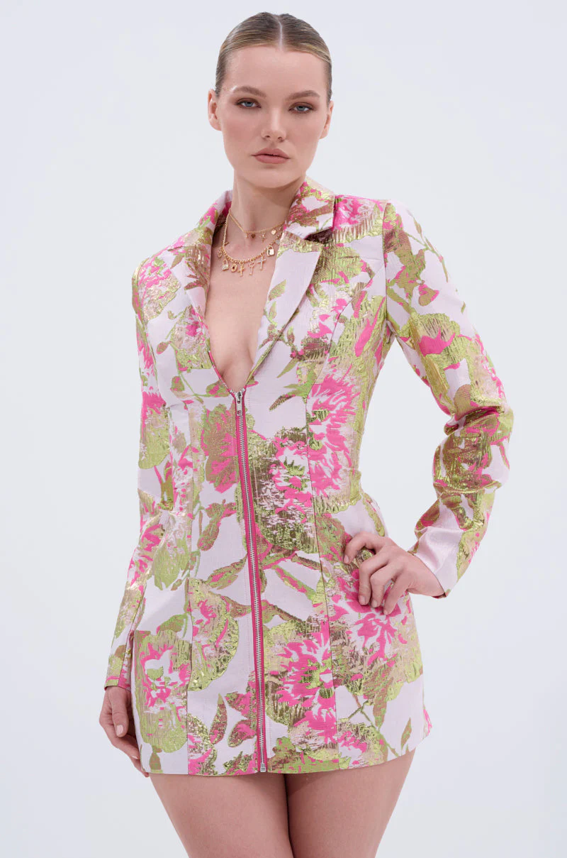 PRETTY IN PINK BROCADE BLAZER DRESS - Image 2