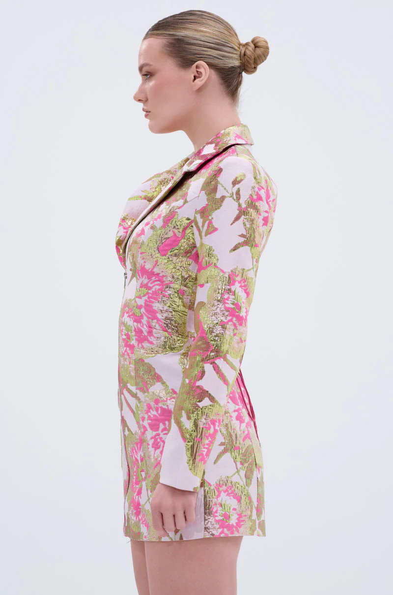 PRETTY IN PINK BROCADE BLAZER DRESS - Image 3