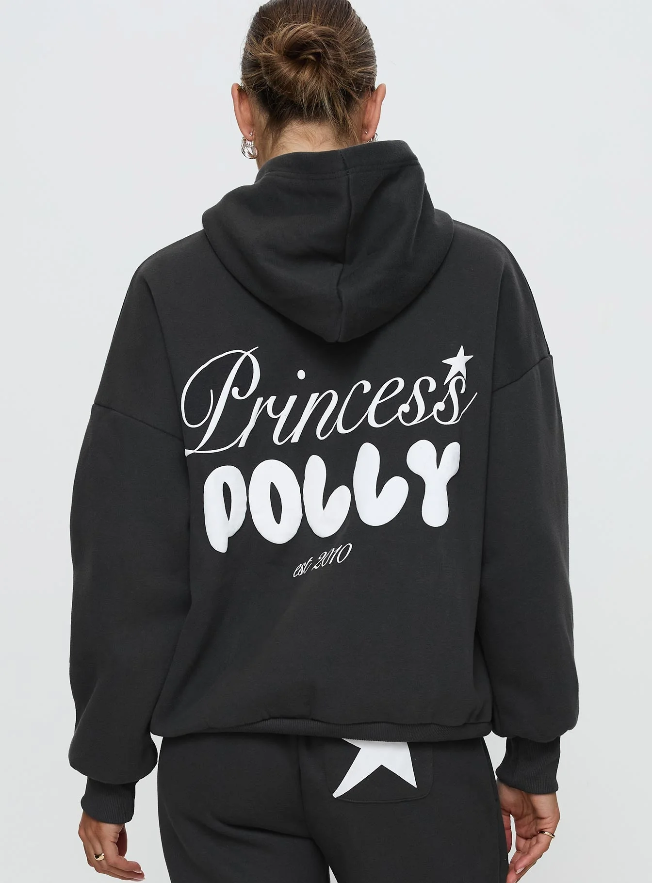 Princess Polly Hooded Sweatshirt Bubble Script Grey - Image 4