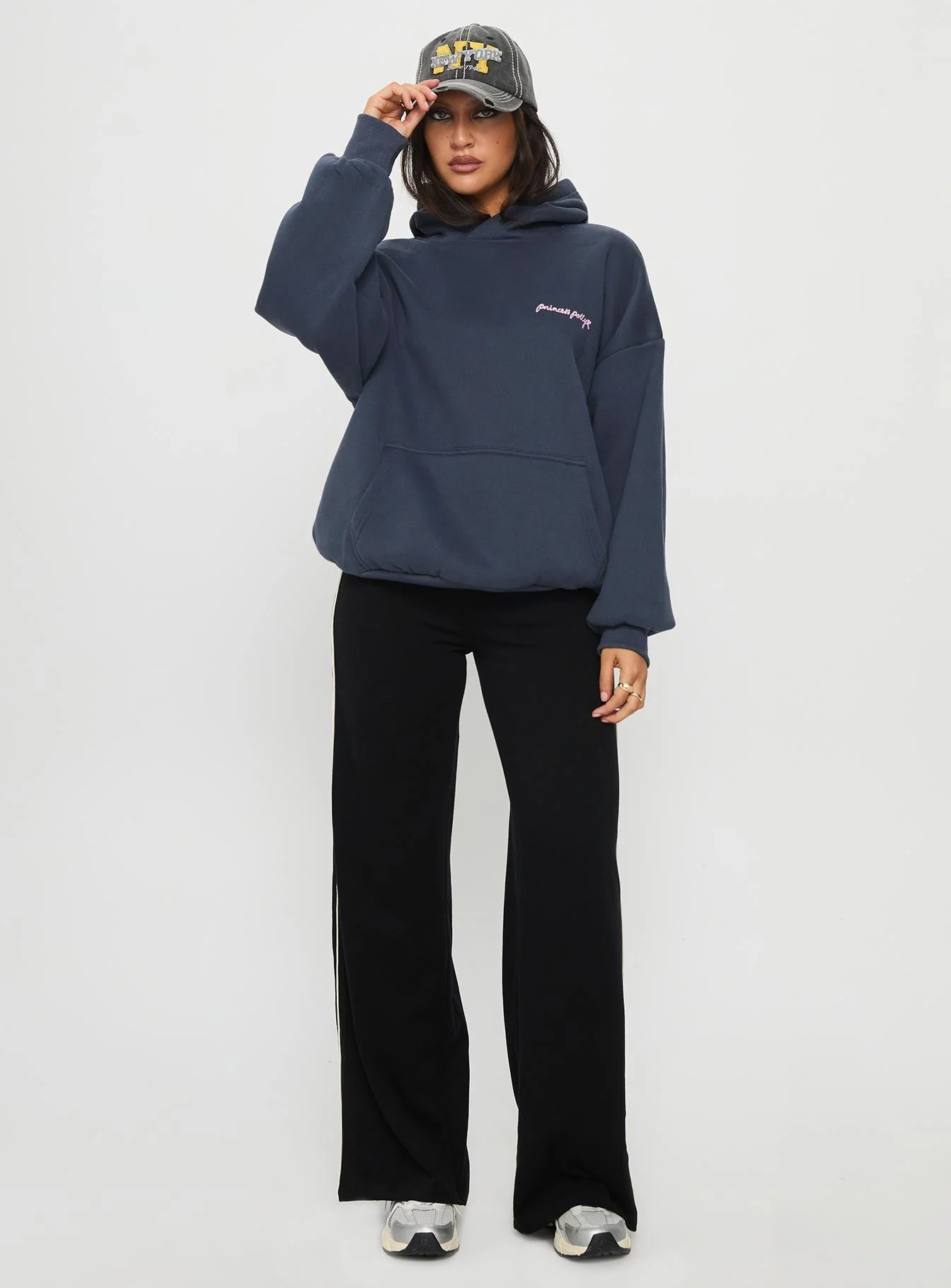 Princess Polly Love Letter Graphic Hoodie Slate Grey - Image 3