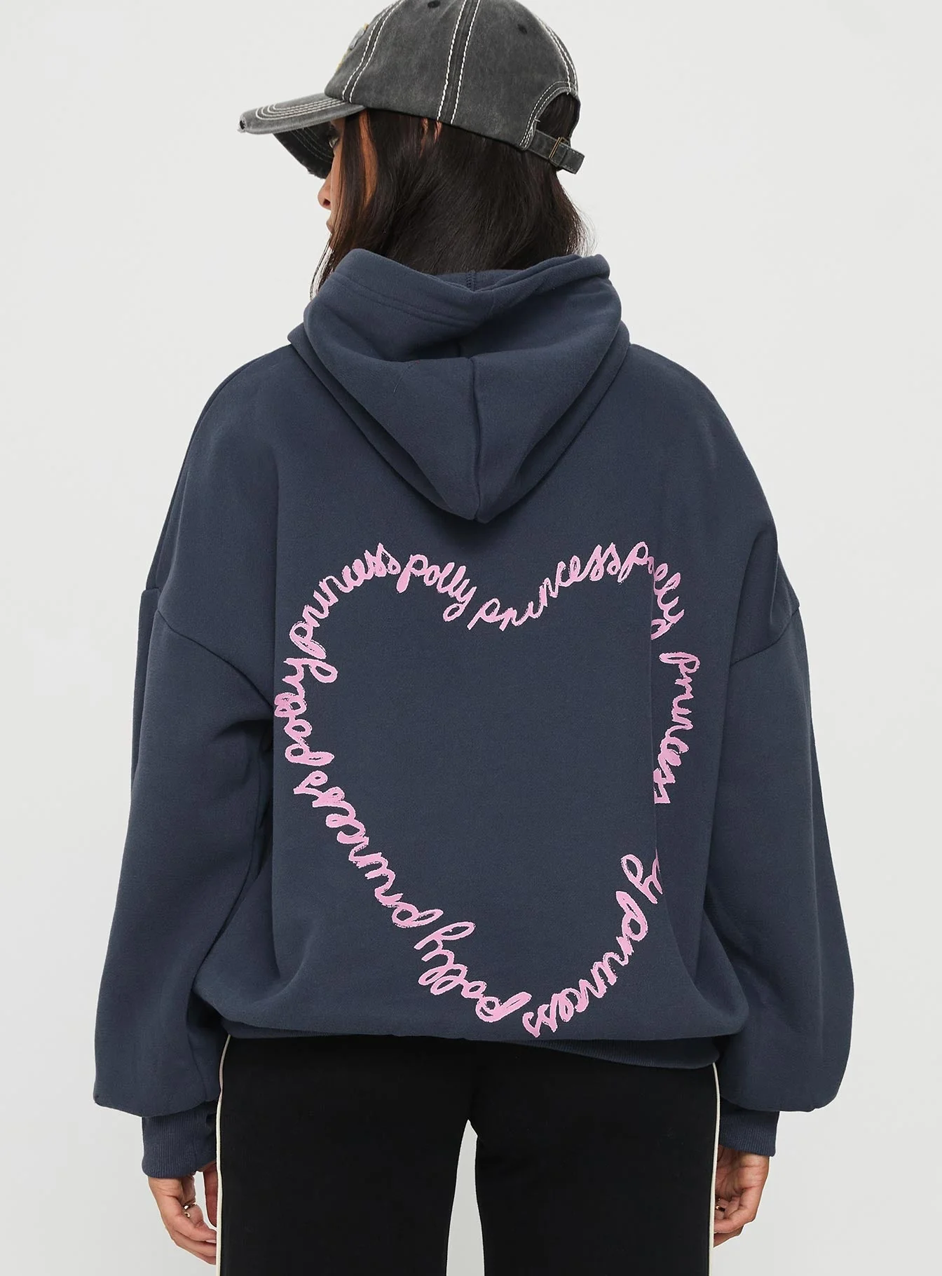 Princess Polly Love Letter Graphic Hoodie Slate Grey - Image 5