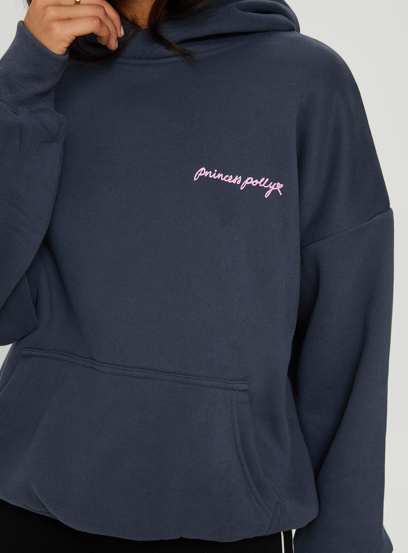 Princess Polly Love Letter Graphic Hoodie Slate Grey - Image 6