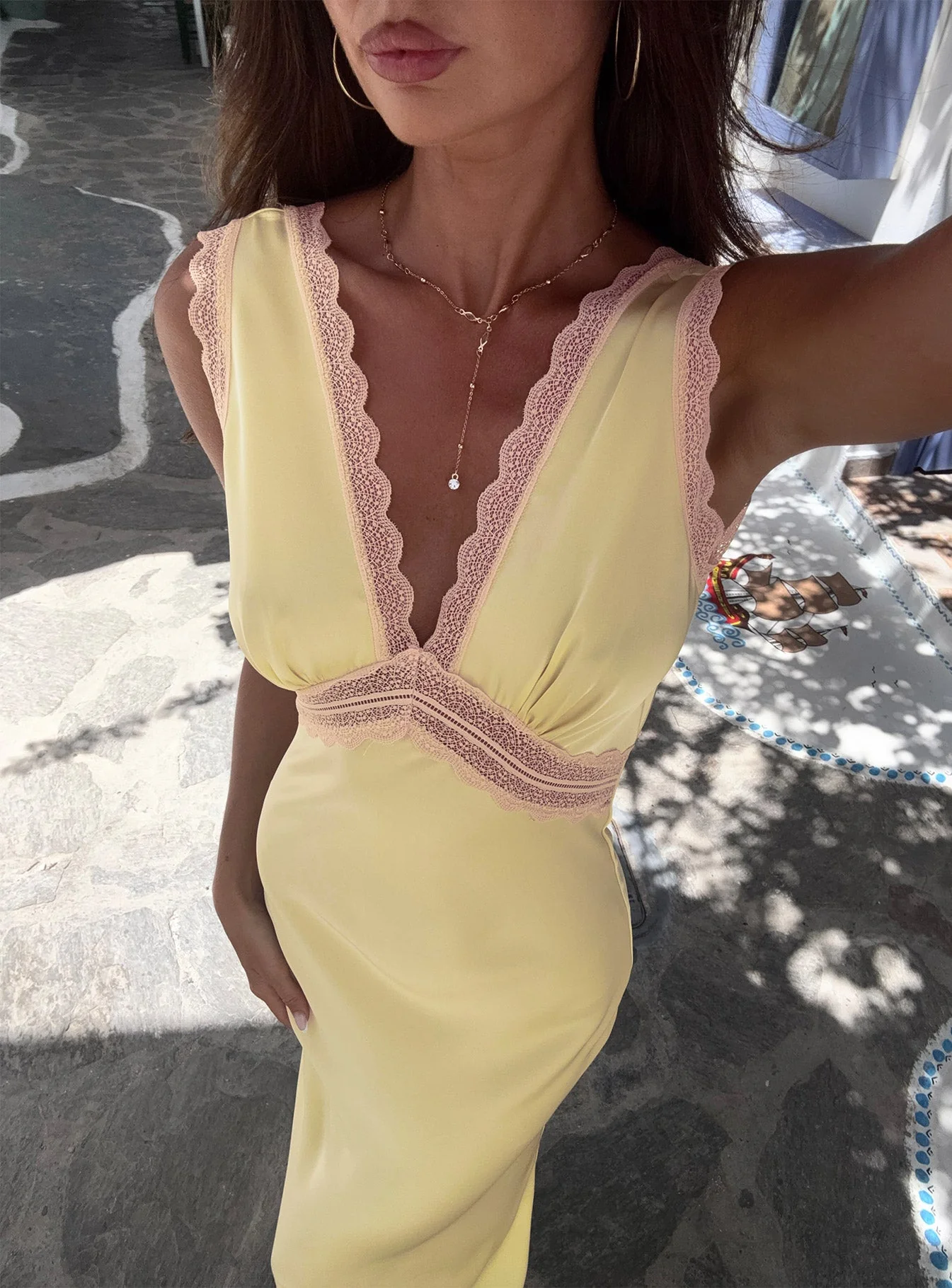 Prophecies Lace Maxi Dress Lemon - Image 9