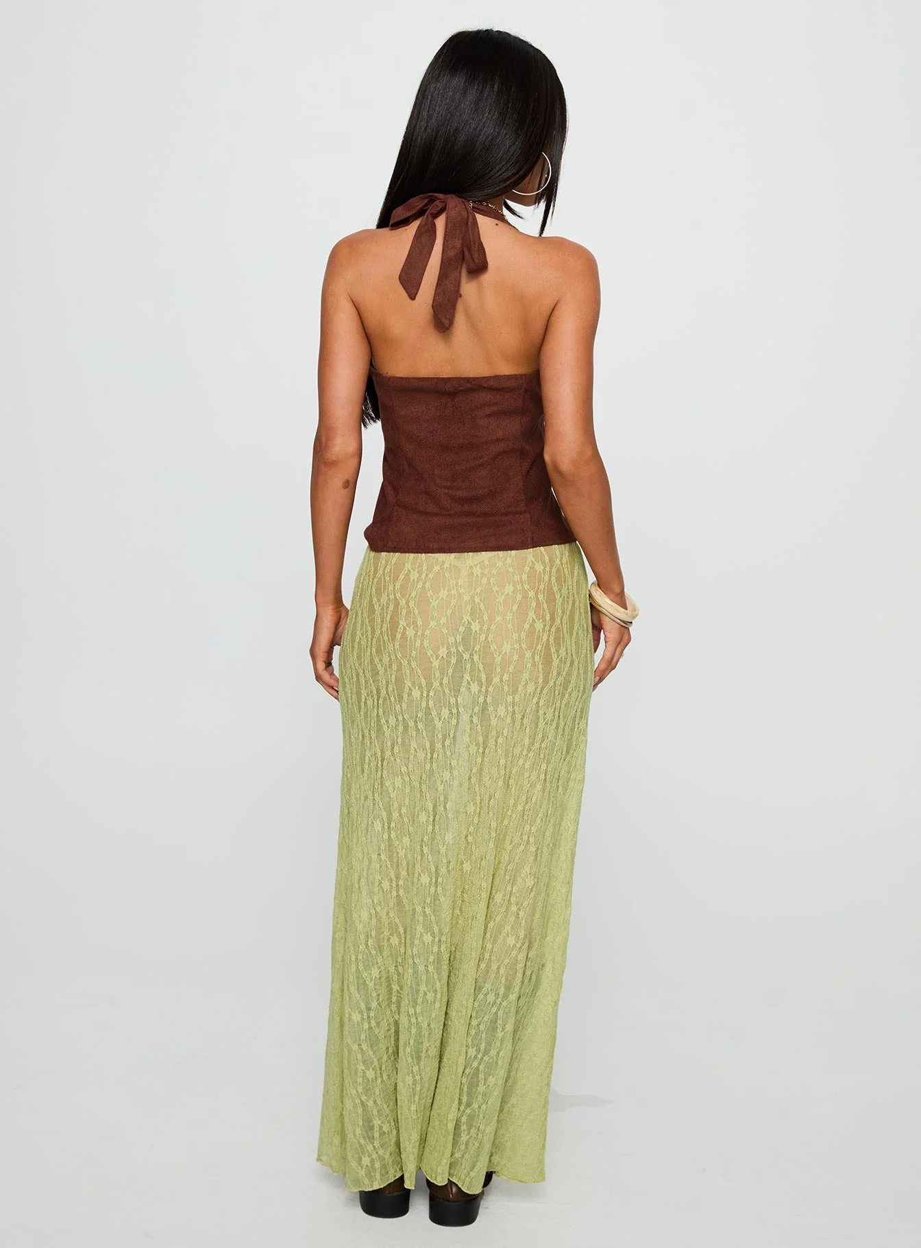 Pura Vida Lace Maxi Skirt Sage - Image 5