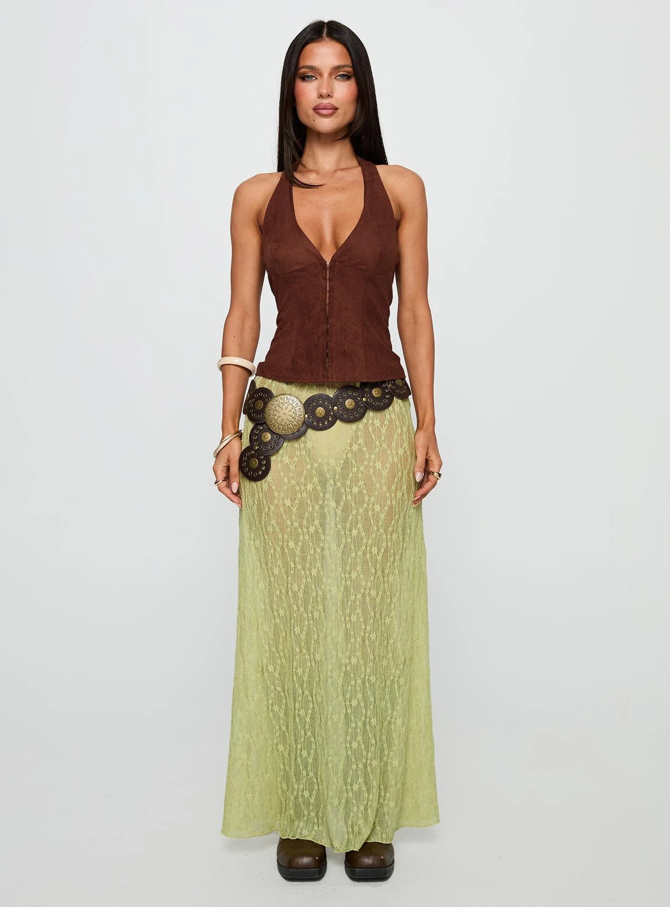 Pura Vida Lace Maxi Skirt Sage - Image 7