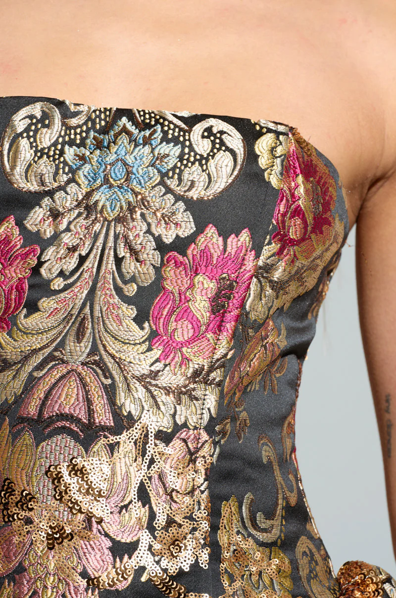 PURE ROYALTY BROCADE MINI DRESS - Image 6