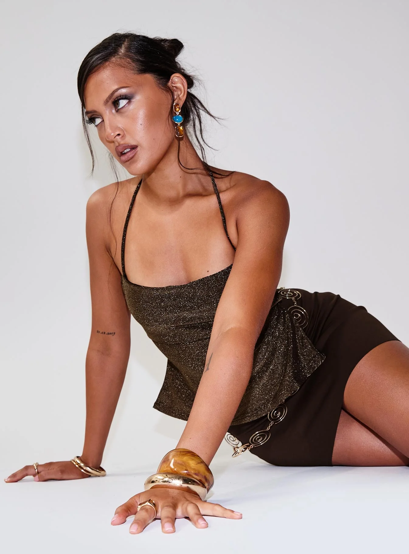 Puzzle Piece Tie Back Top Gold Shimmer - Image 9