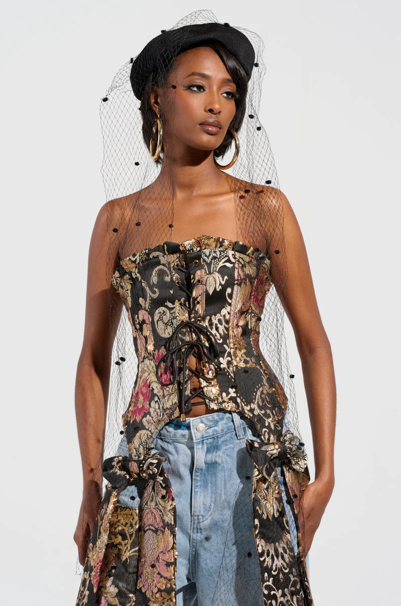 QUEENDOM BROCADE CORSET TOP - Image 2