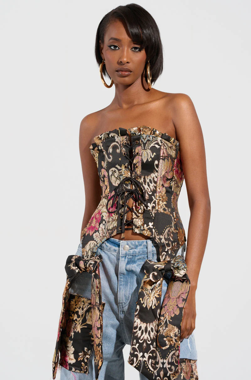 QUEENDOM BROCADE CORSET TOP - Image 3