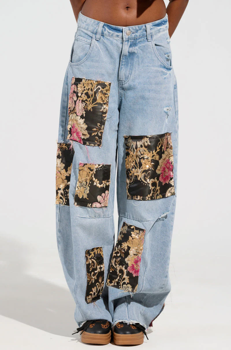 QUEENDOM BROCADE PATCH RELAXED DENIM - Image 2