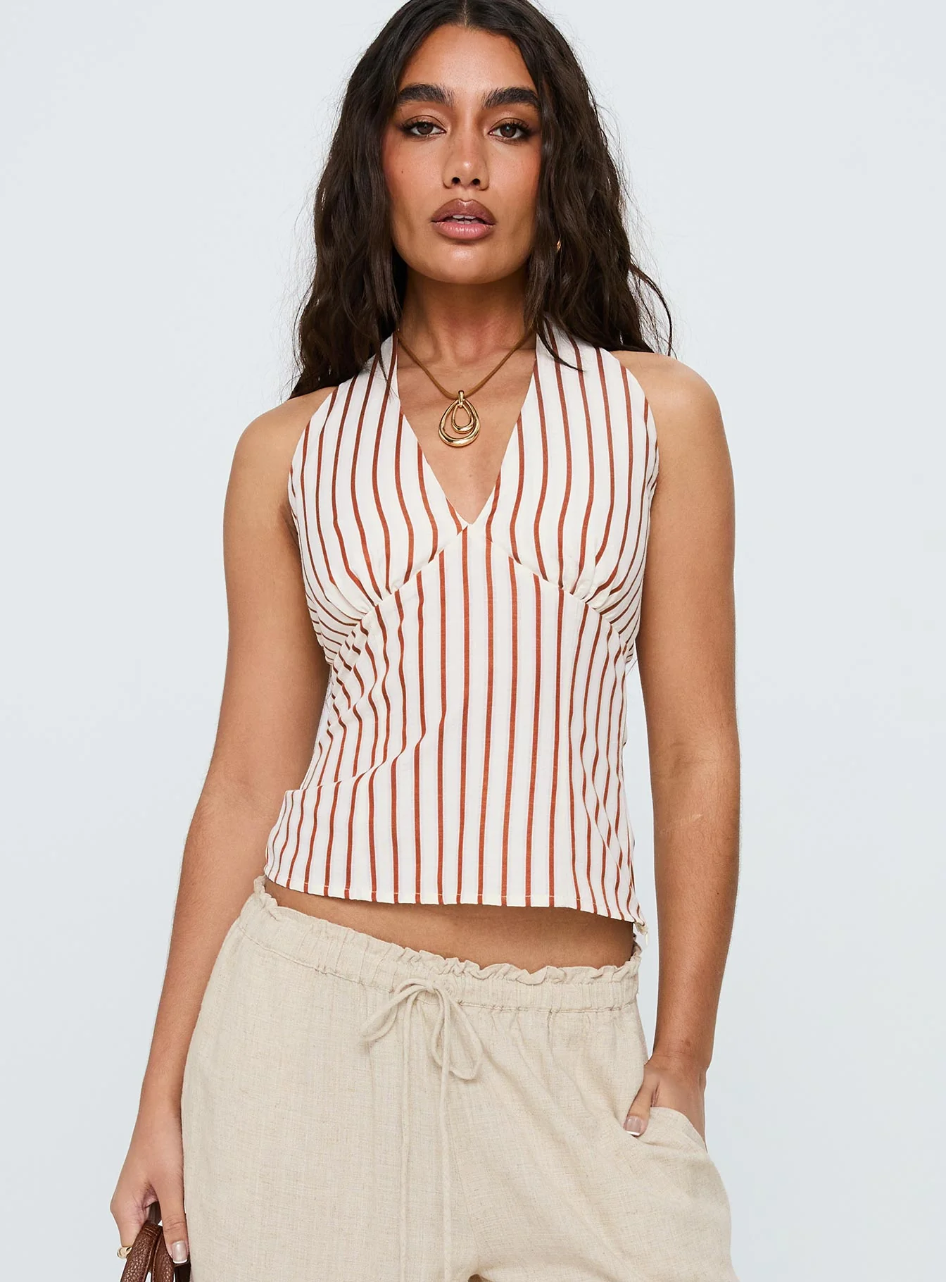 Radiant Beam Halter Top Orange Stripe - Image 2