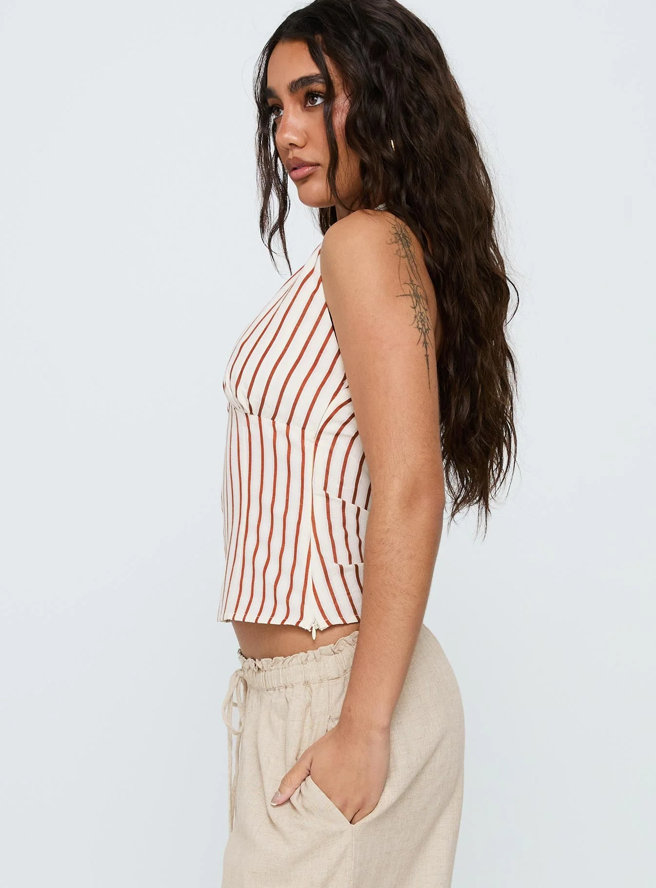 Radiant Beam Halter Top Orange Stripe - Image 4