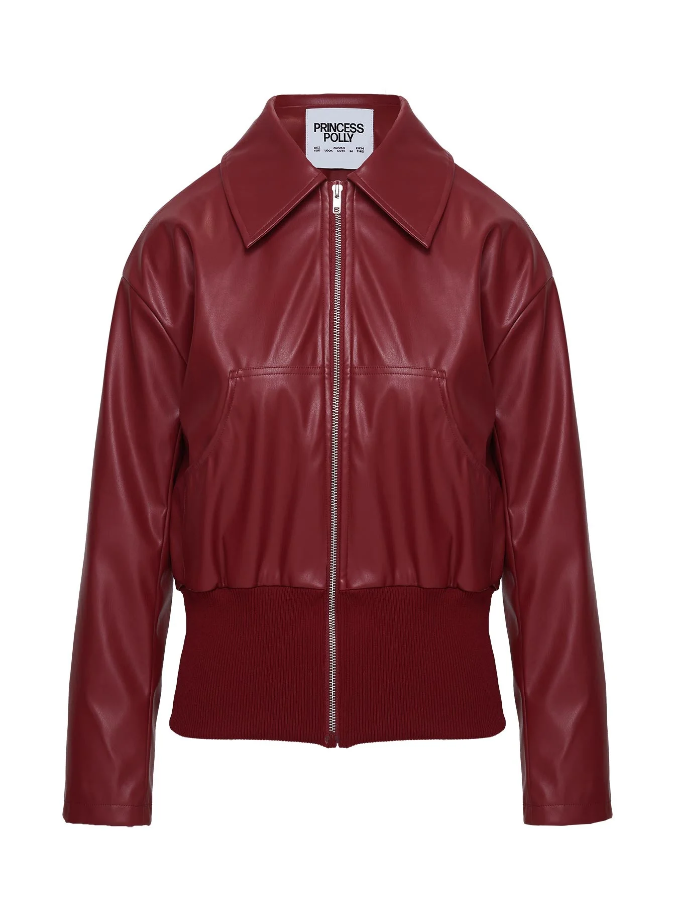 Radio On Blast Faux Leather Bomber Jacket Red - Image 5