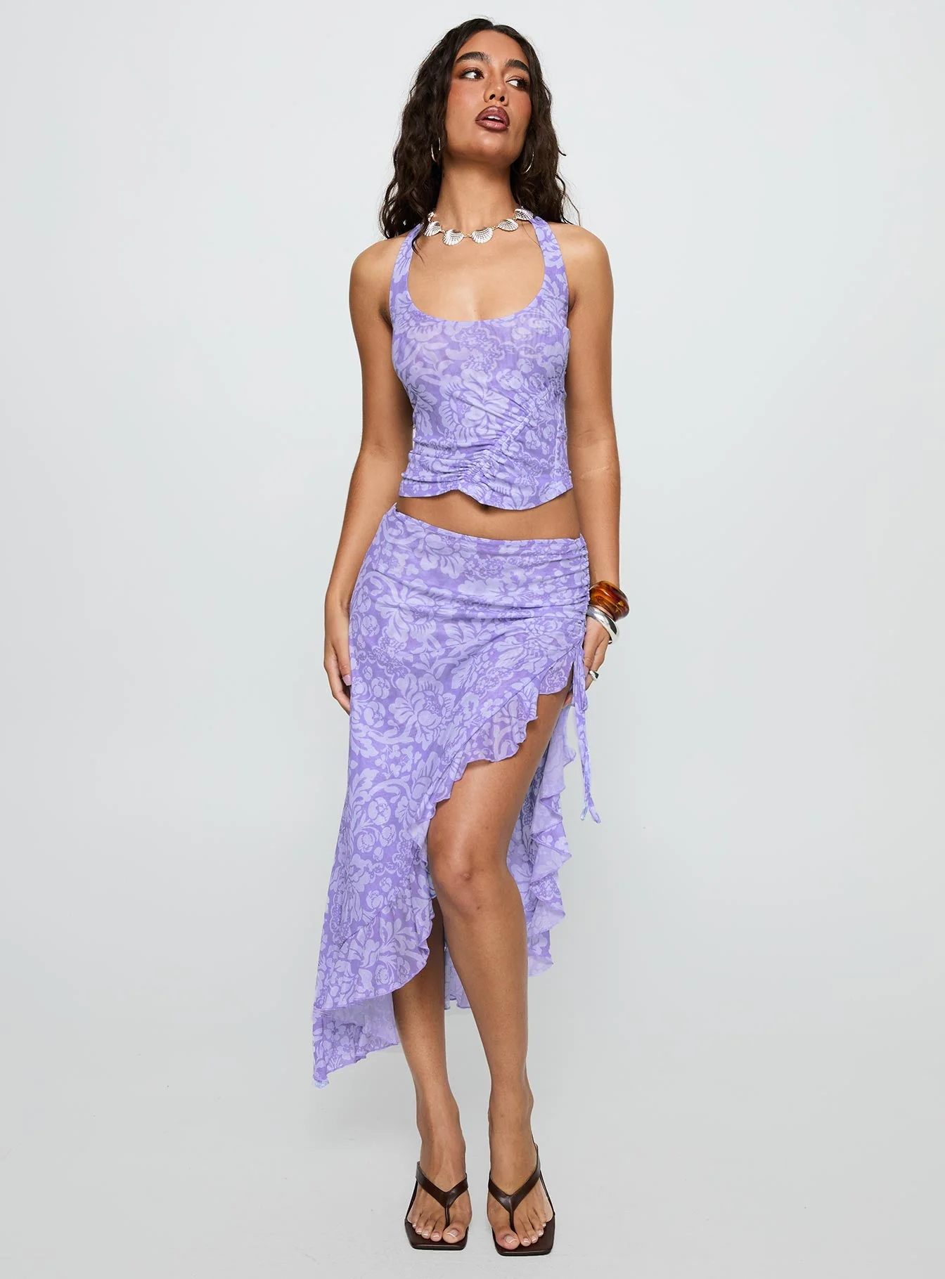 Rains And Pours Mesh Set Purple Floral - Image 3