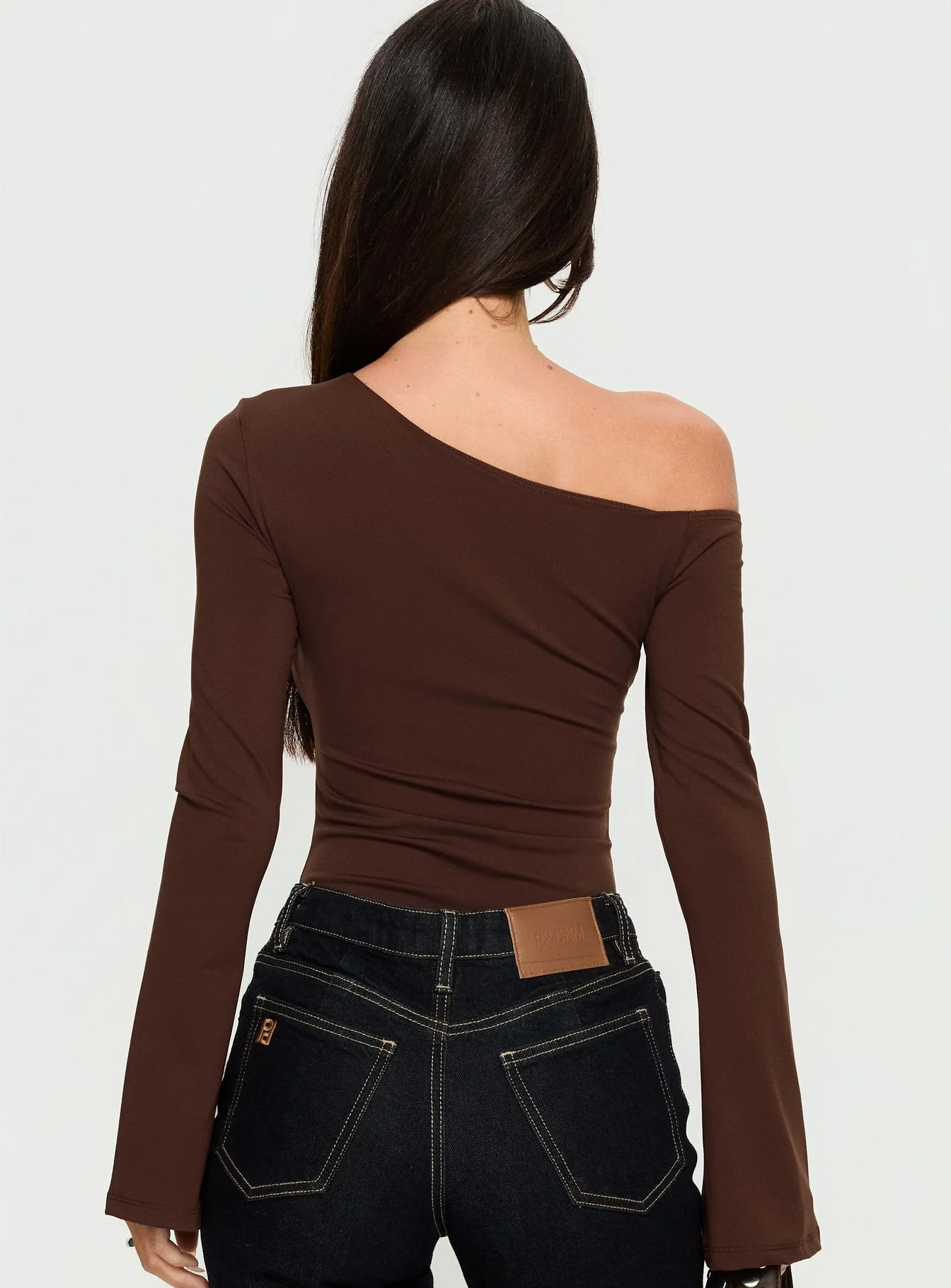 Raissa Cut Out One Shoulder Bodysuit Brown - Image 4