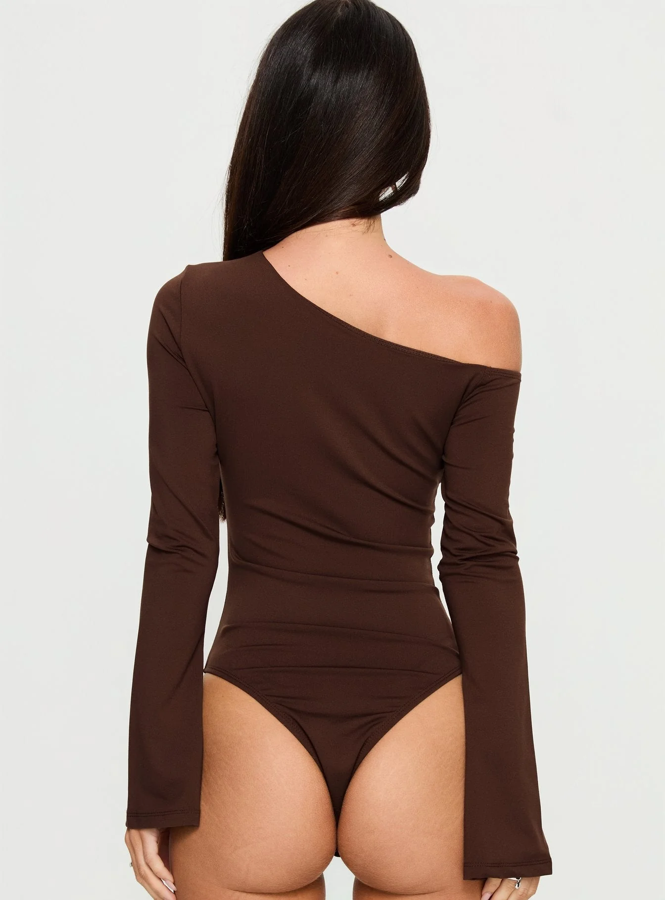 Raissa Cut Out One Shoulder Bodysuit Brown - Image 6