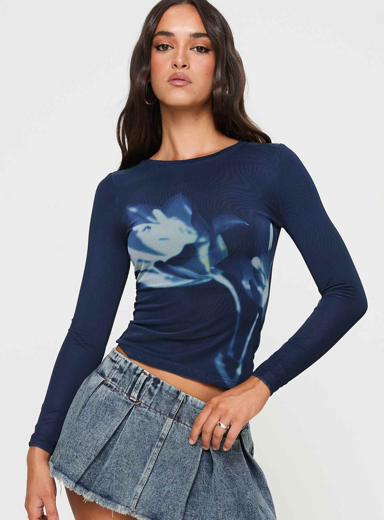 Raldor Long Sleeve Top Navy - Image 2