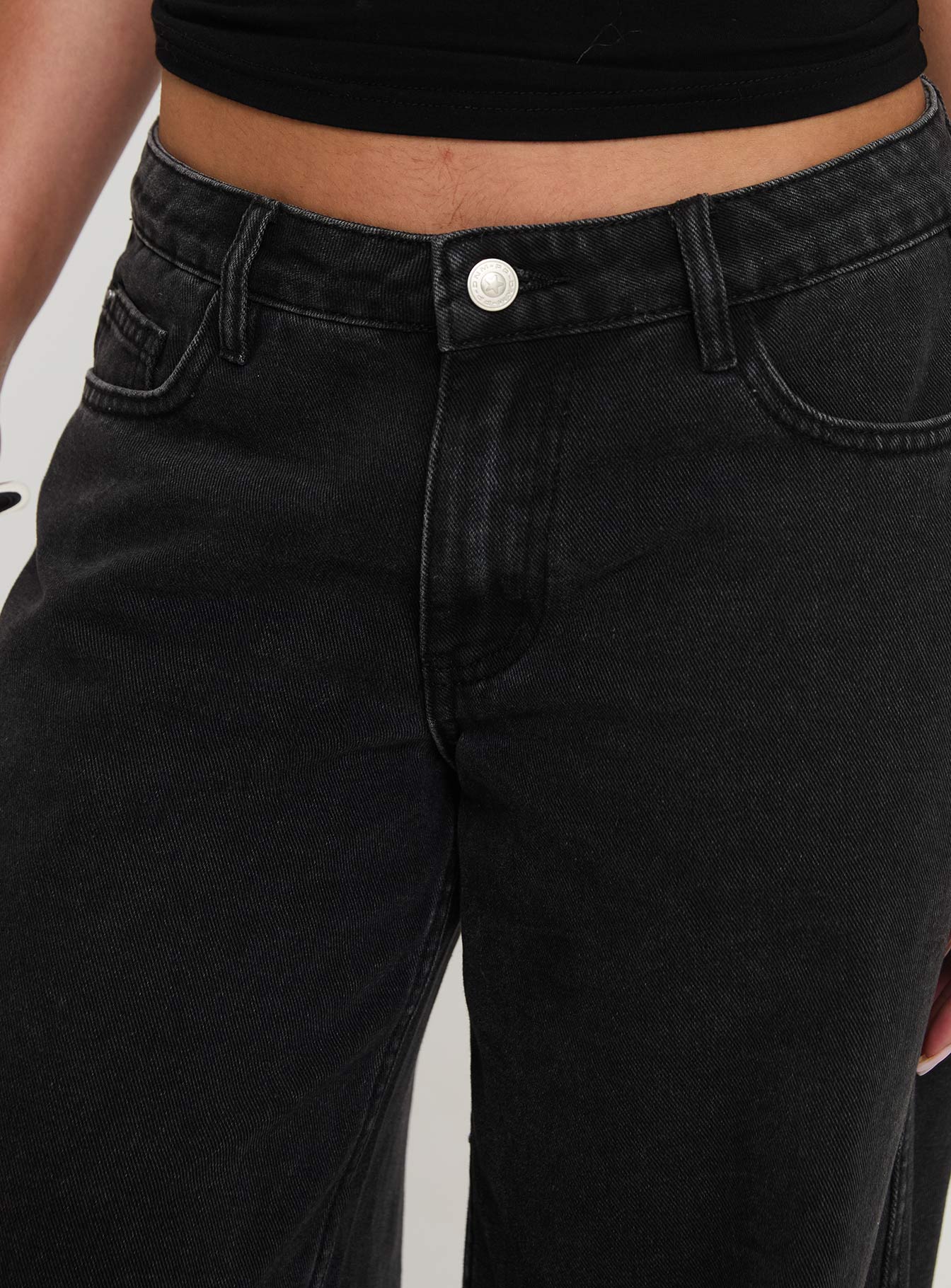 Ramos Low Rise Straight Leg Jeans Washed Black Petite - Image 6