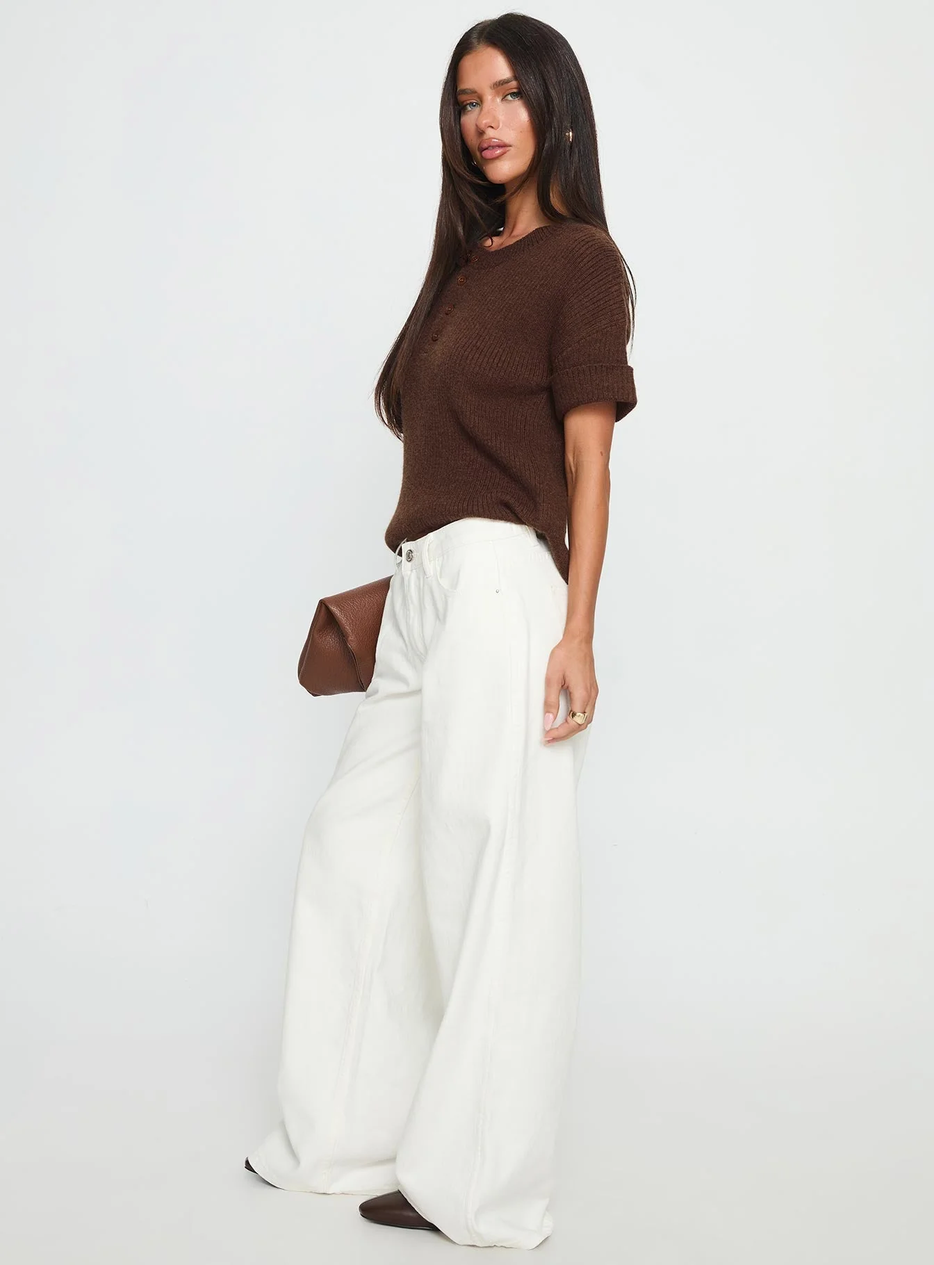 Ramos Low Rise Wide Leg Jeans White - Image 4