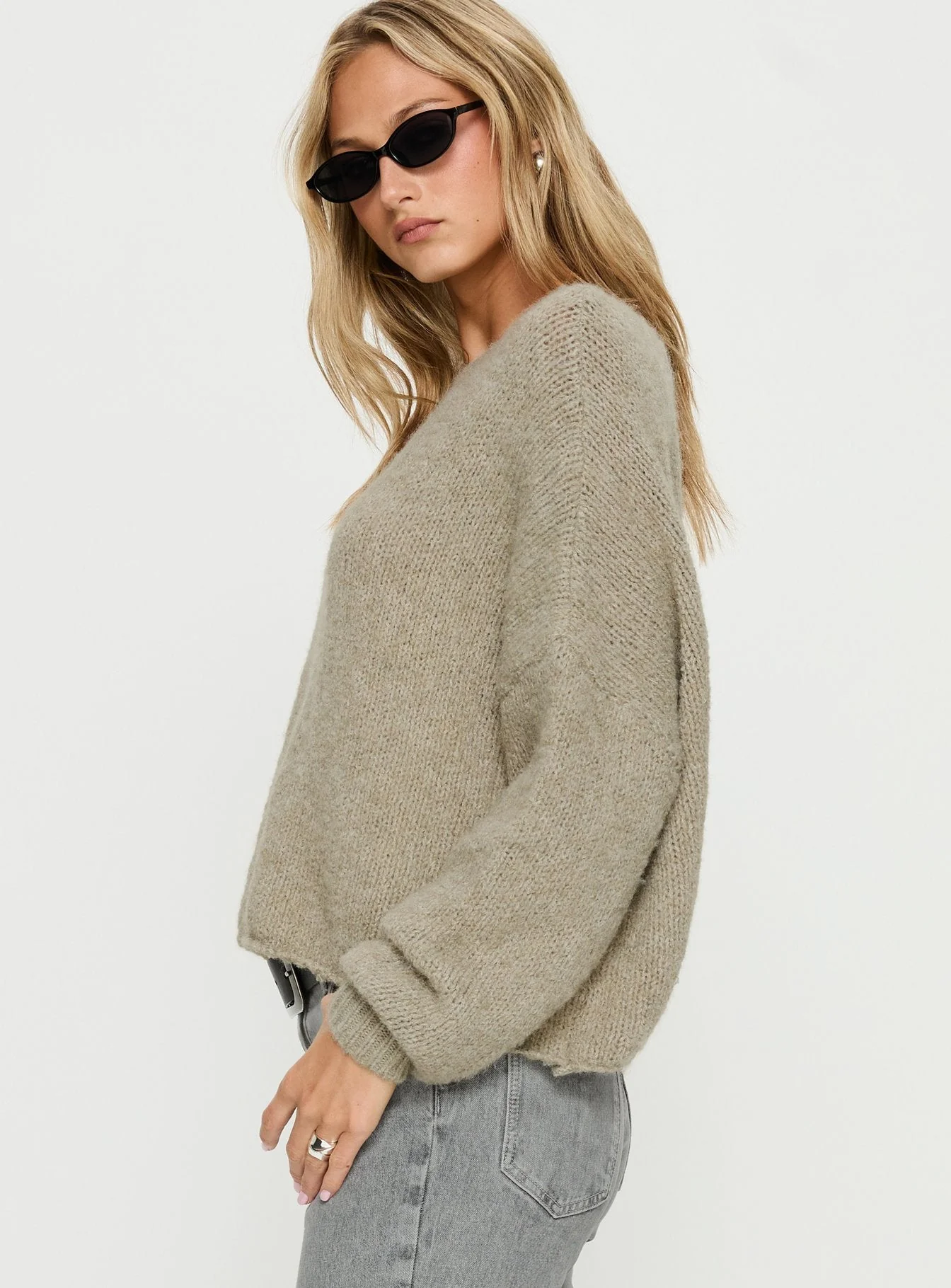 Ramy Wide Neck Knit Sweater Olive - Image 4
