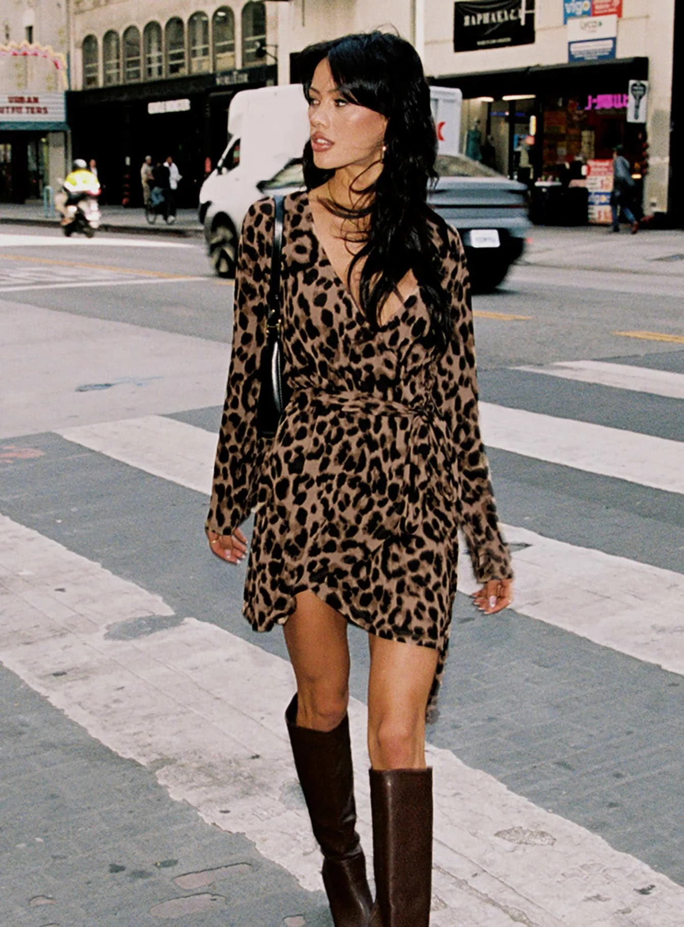 Raquela Wrap Mini Dress Leopard - Image 3