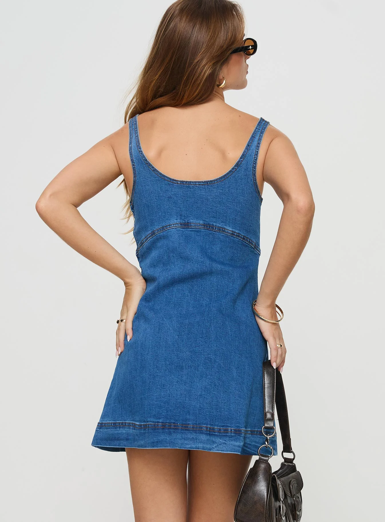 Rautha Denim Mini Dress Mid Wash - Image 5