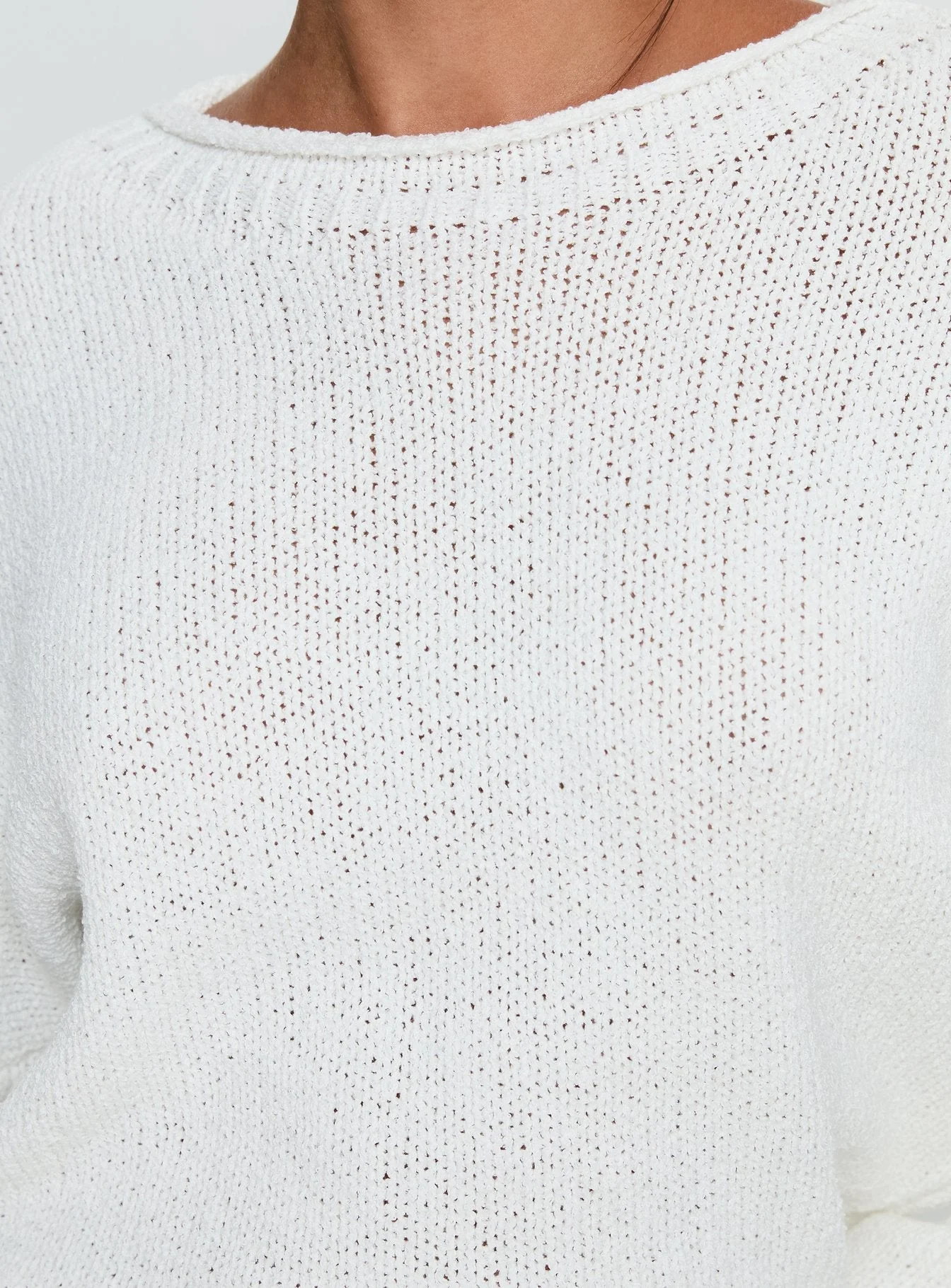Reannon Wide Neck Knit Sweater White - Image 6