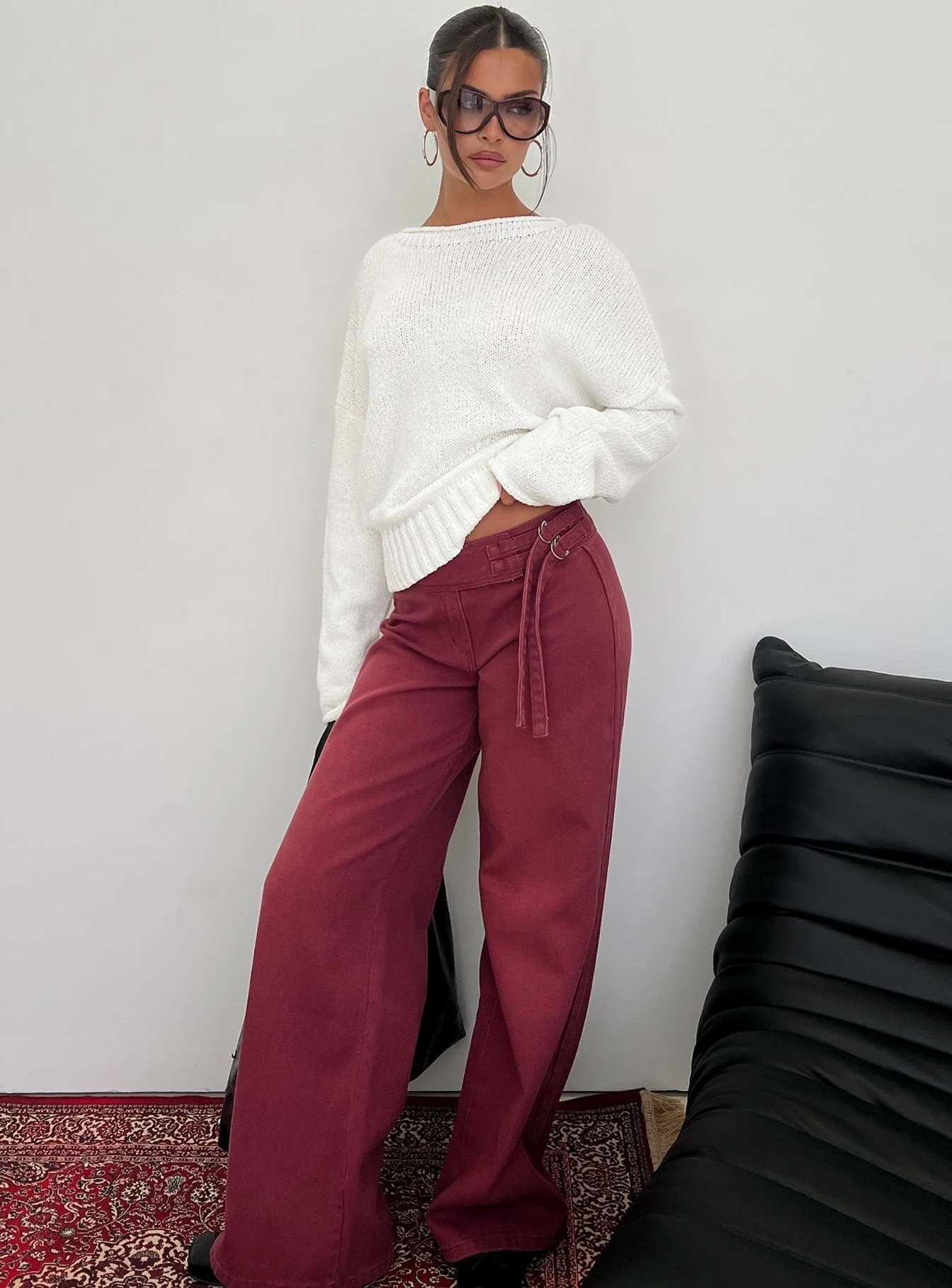 Reannon Wide Neck Knit Sweater White - Image 8